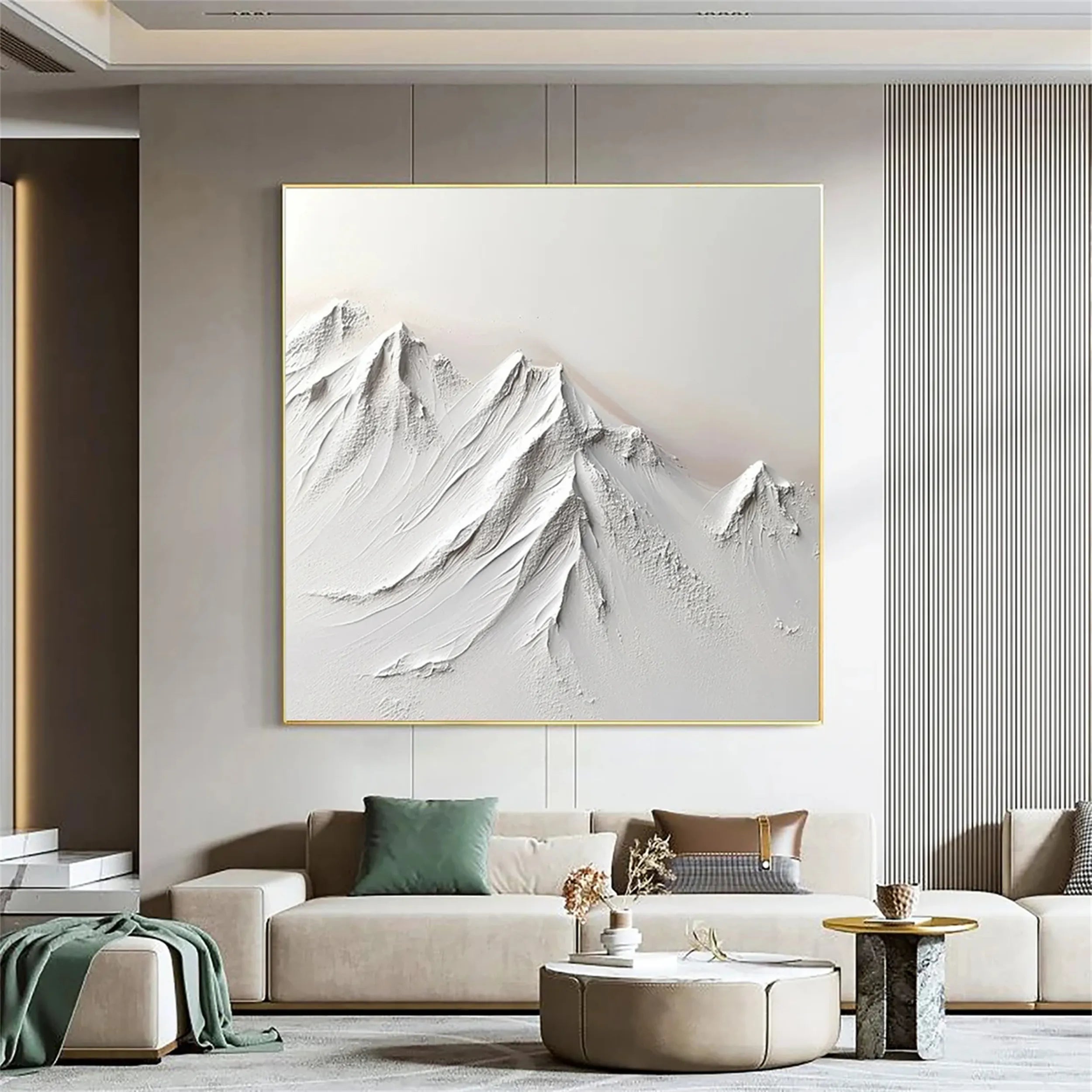 White Minimalist Textured Painting Canvas #MM237