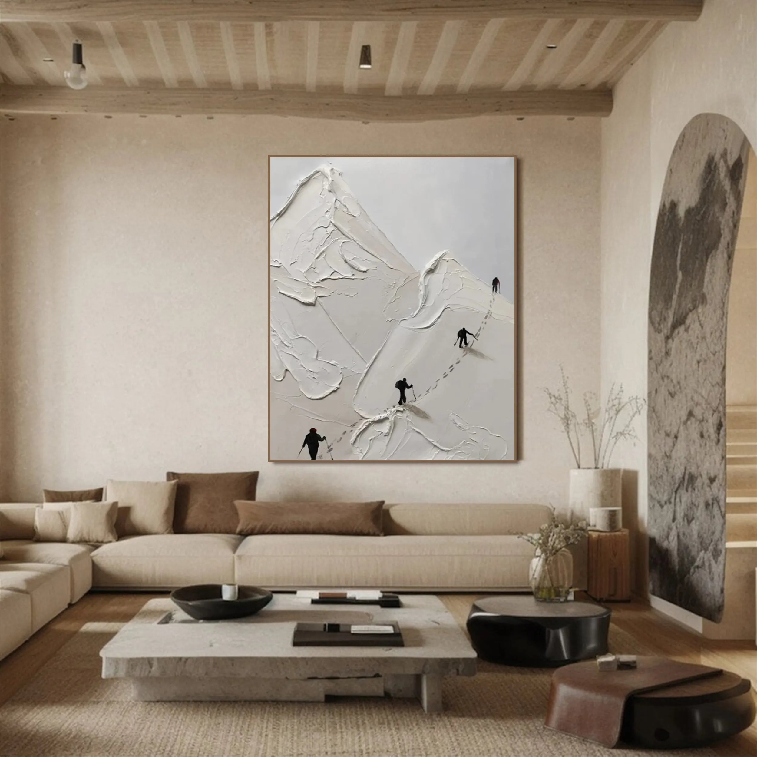Skiing Sport Art Textured Painting Canvas #MM233