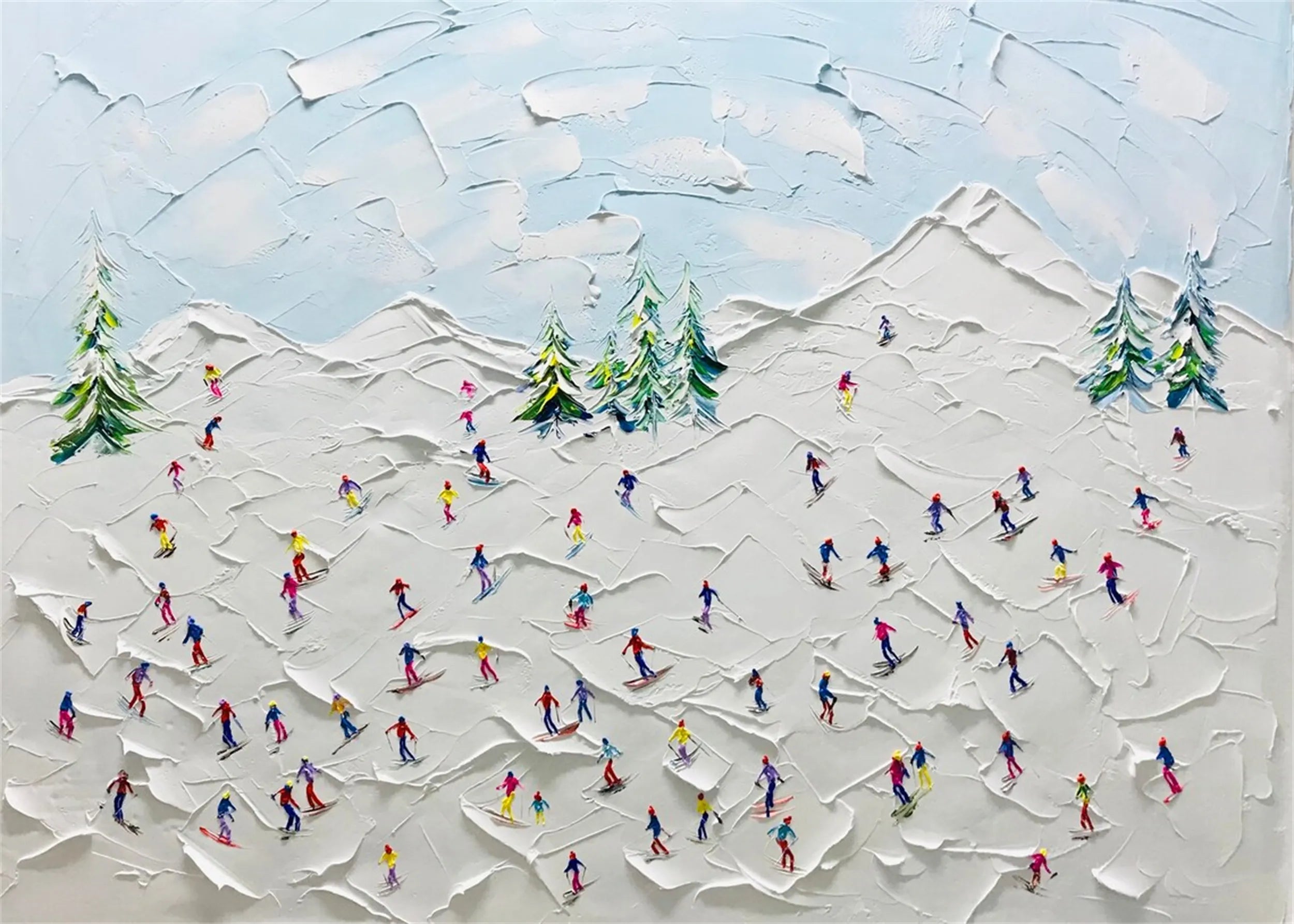 Skiing Sport Art Textured Painting Canvas #MM230