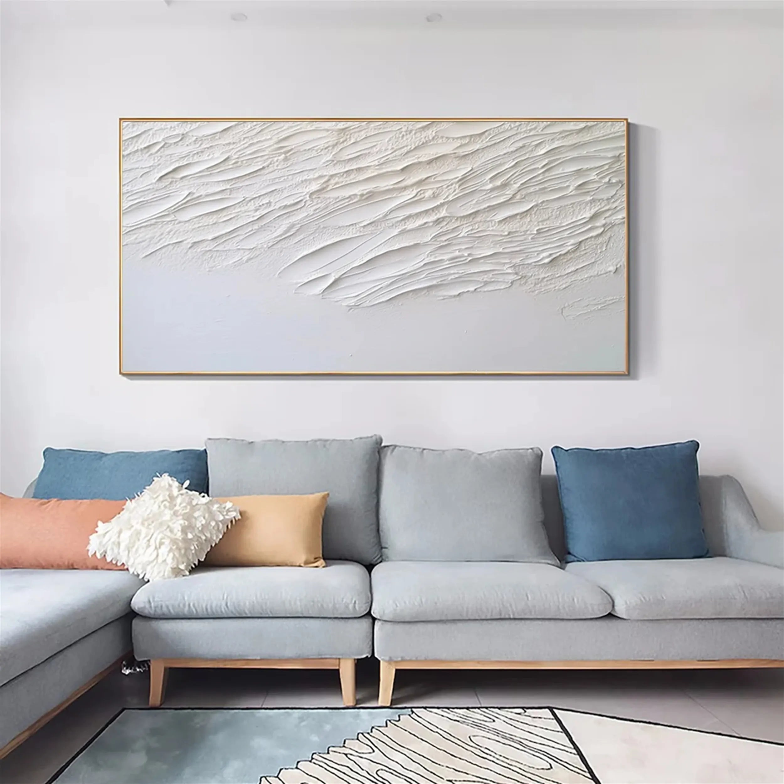 White Minimalist Textured Painting Canvas #MM165