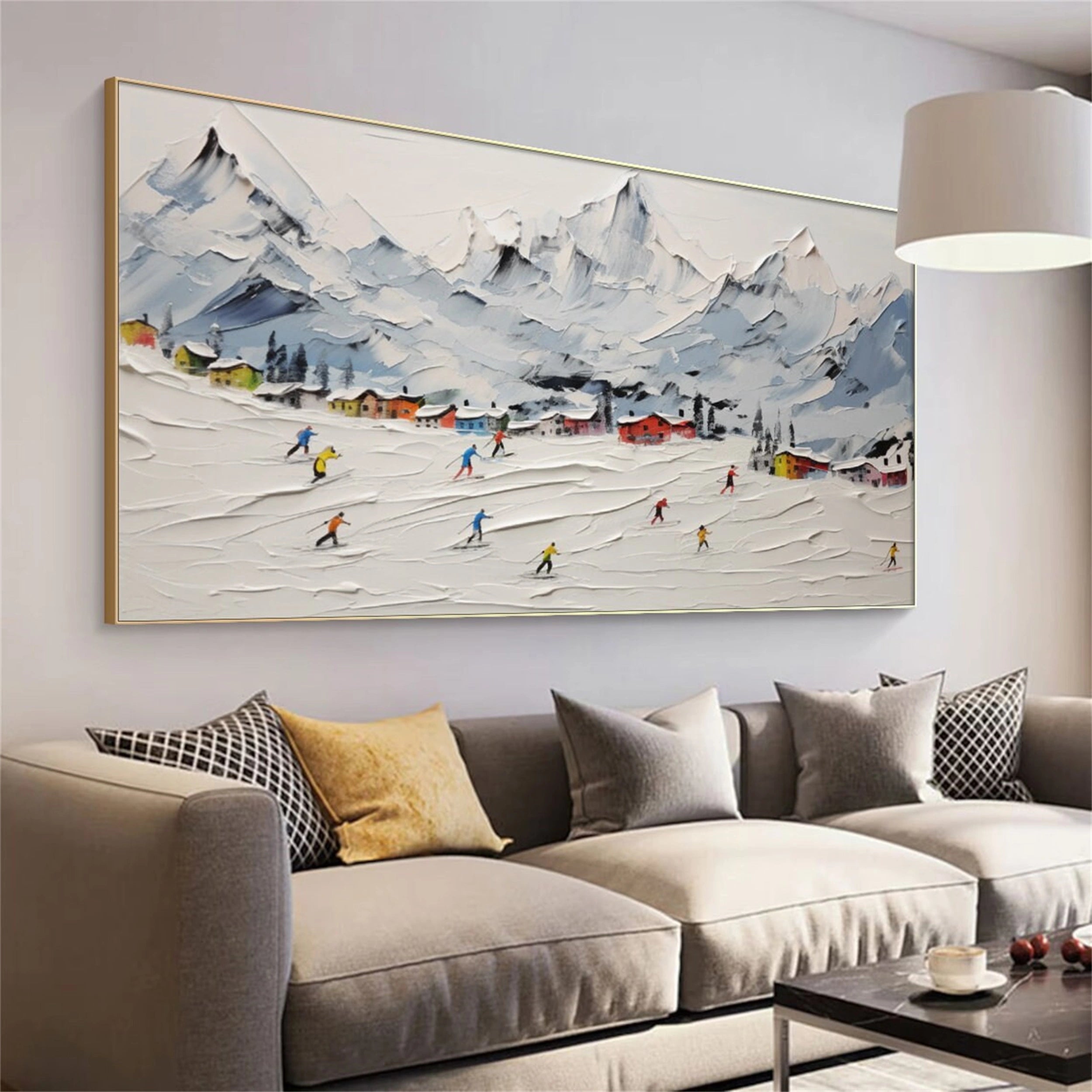 Skiing Sport Art Textured Painting Canvas #MM117