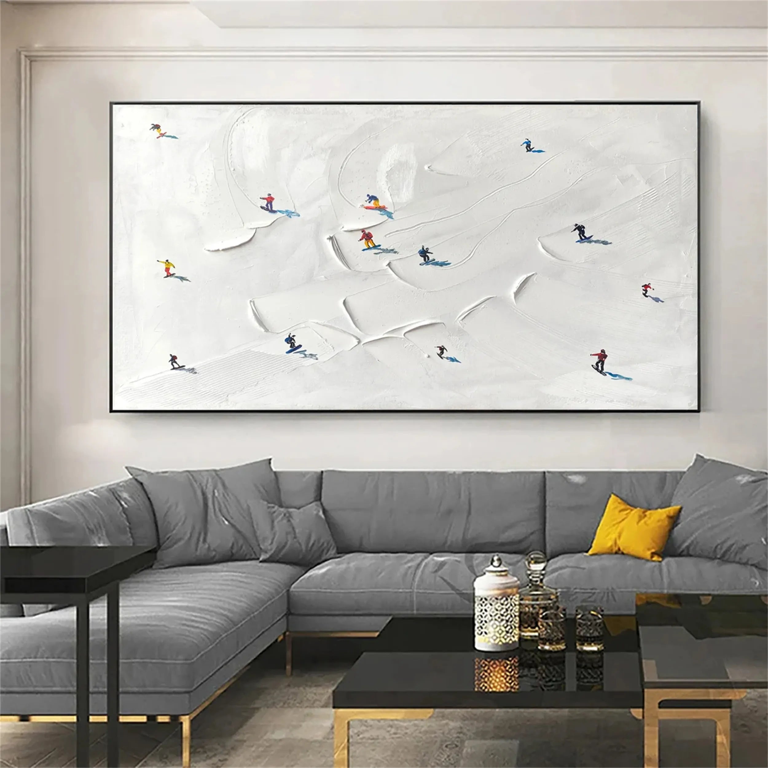 Skiing Sport Art Textured Painting Canvas #MM219