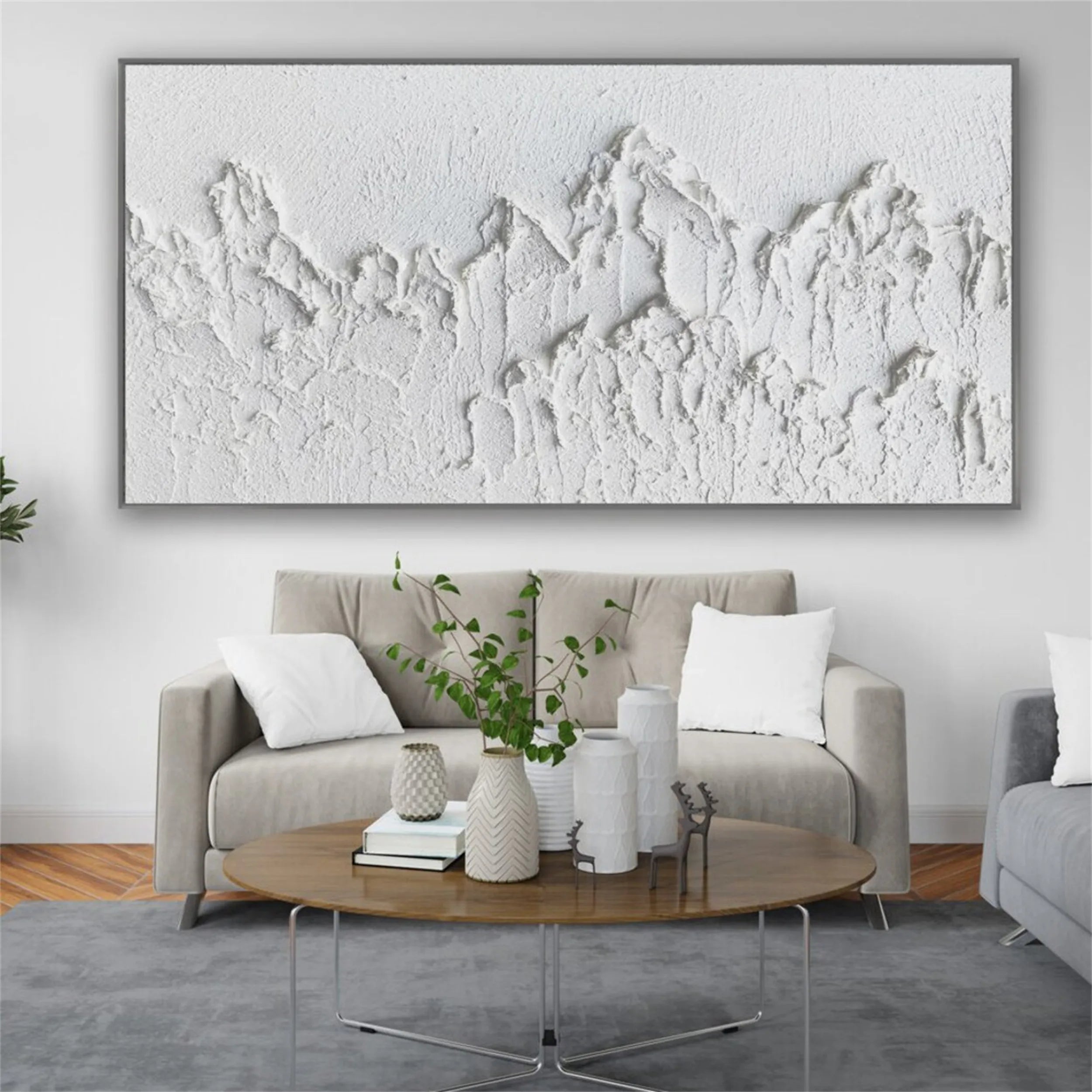 White Minimalist Textured Painting Canvas #MM195