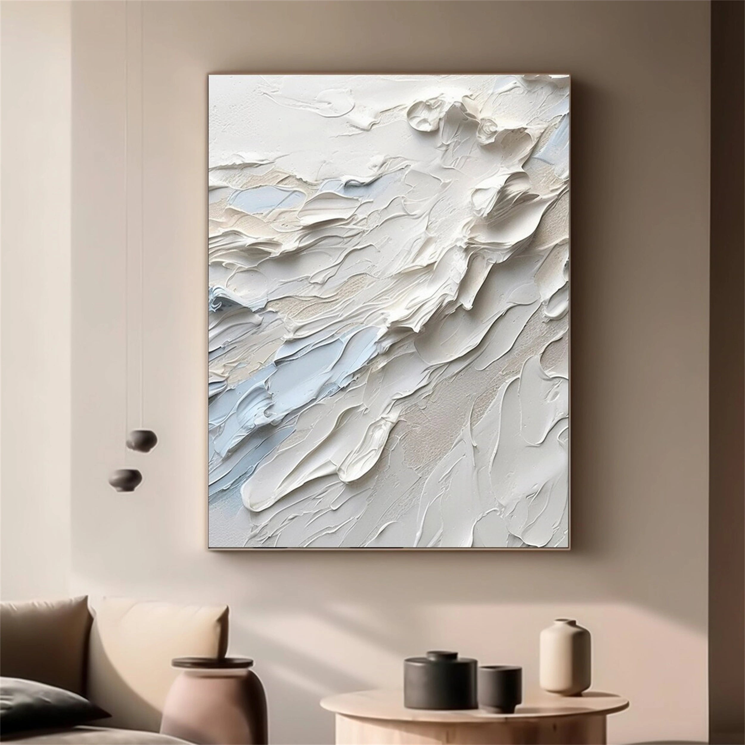 White Minimalist Textured Painting Canvas #MM154