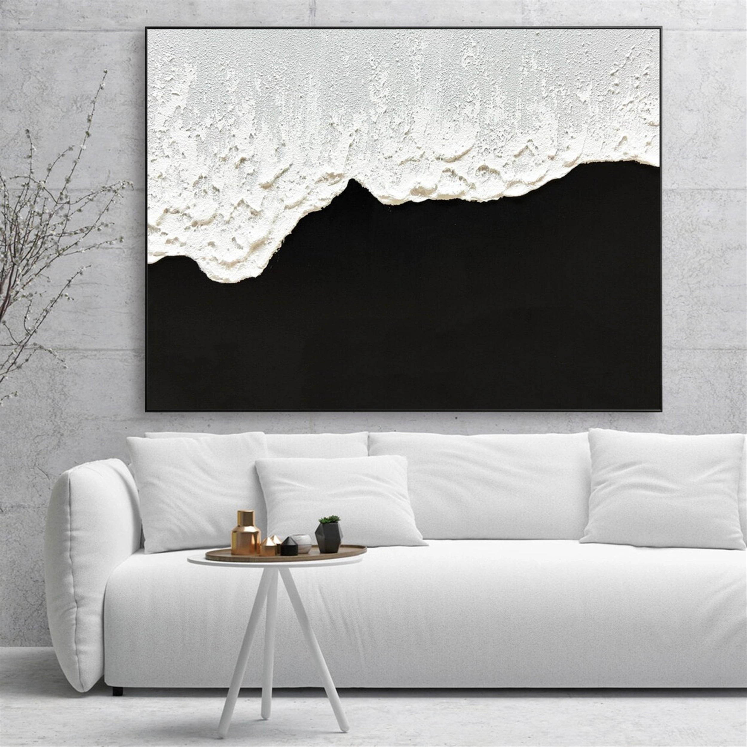 Black White Textured Minimalist Wall Art #MZ058