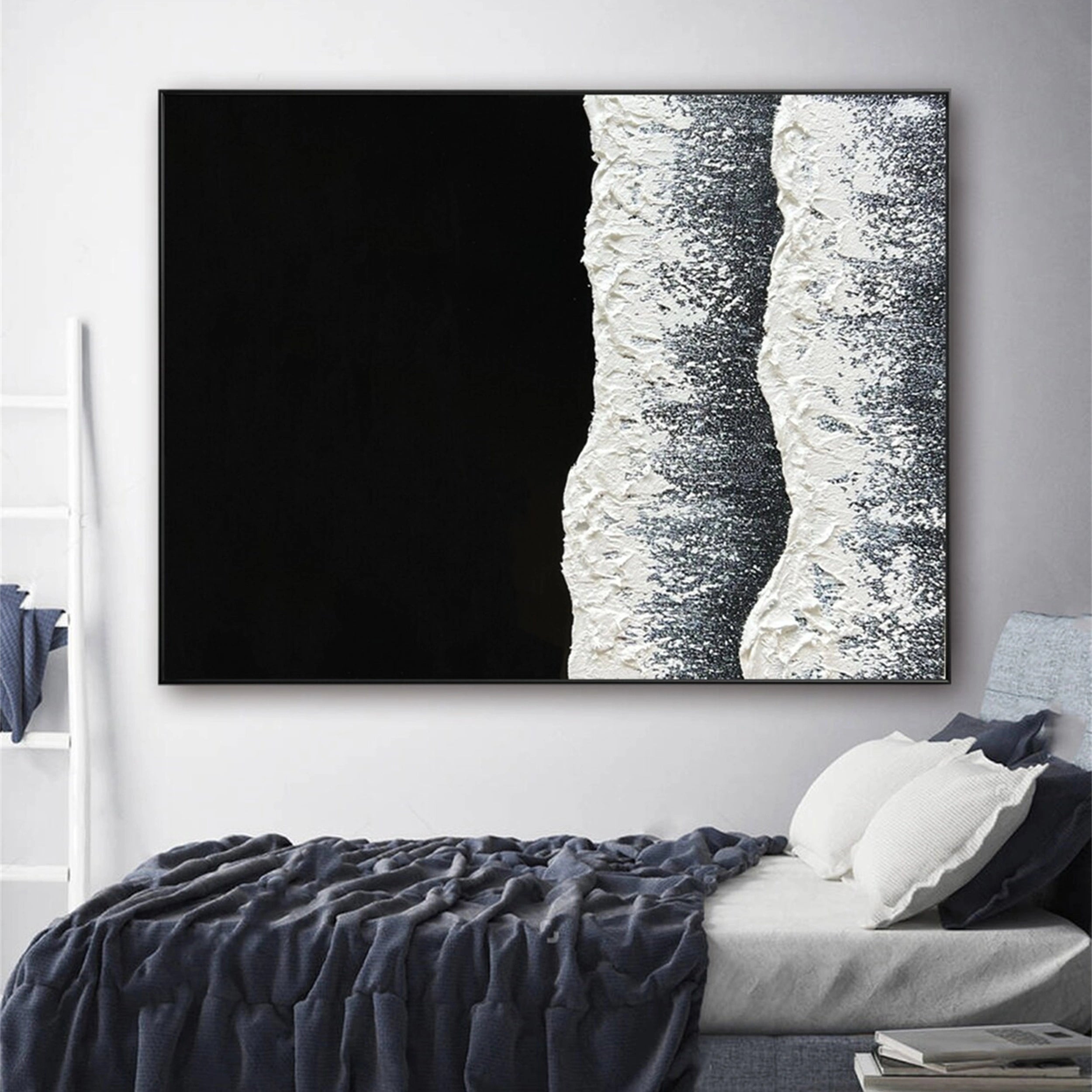 Black White Textured Minimalist Wall Art #MZ057