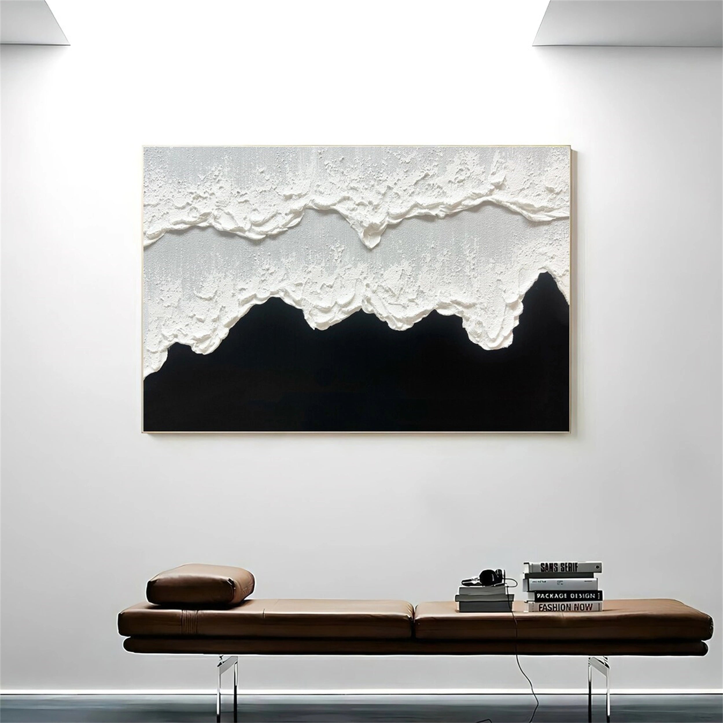 Black White Textured Minimalist Wall Art #MZ061