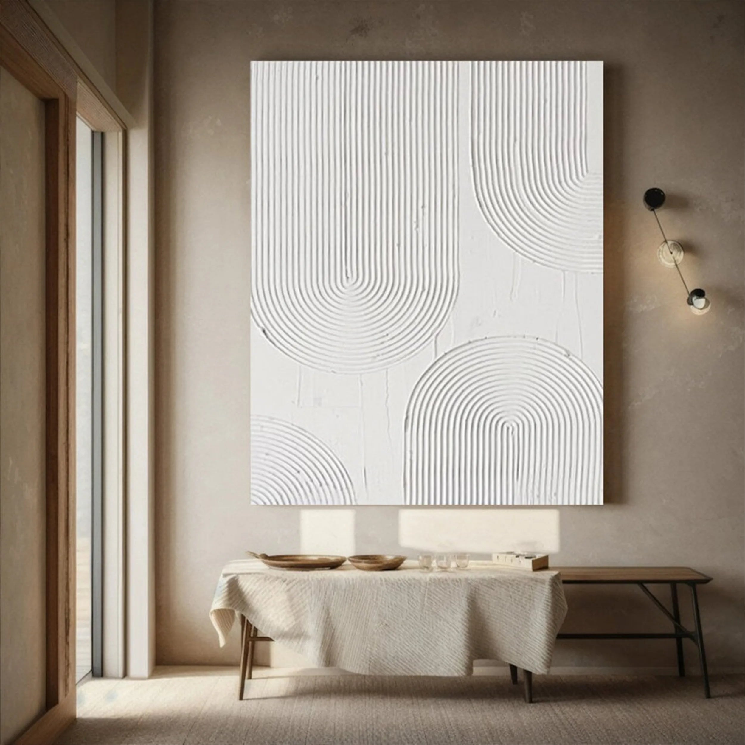 White Minimalist Textured Painting Canvas #MM203