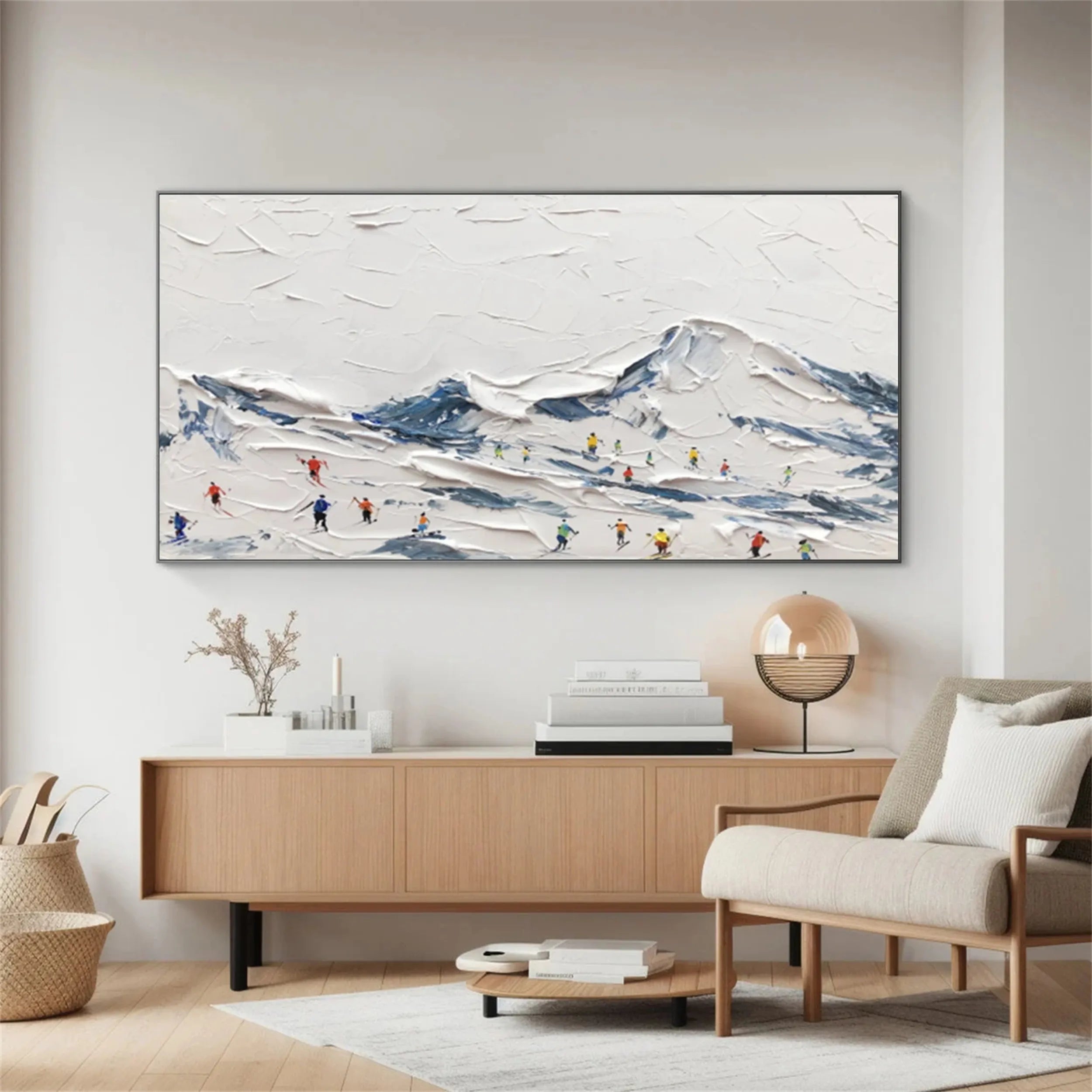 Skiing Sport Art Textured Painting Canvas #MM225