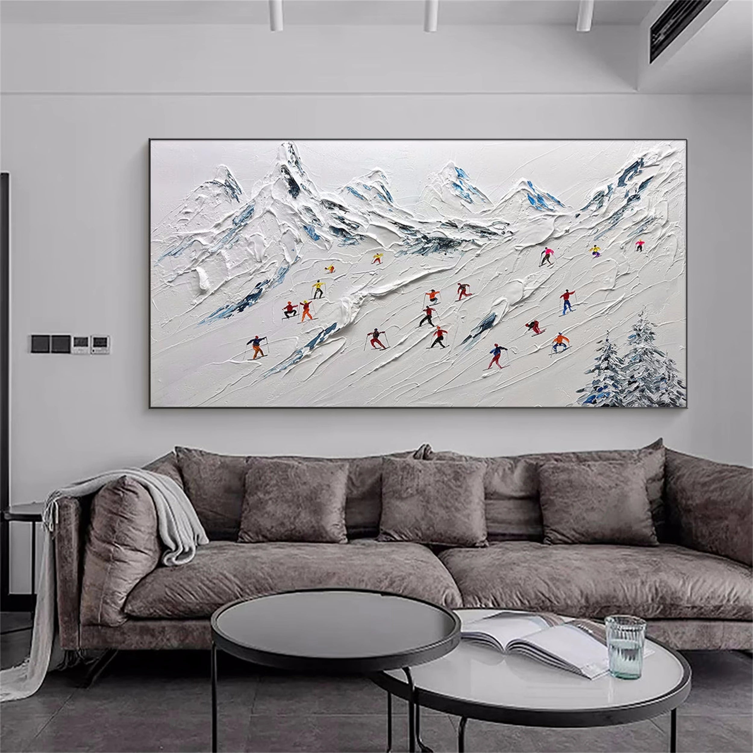 Custom Order for Skiing Sport Art Textured Painting Canvas #MM115
