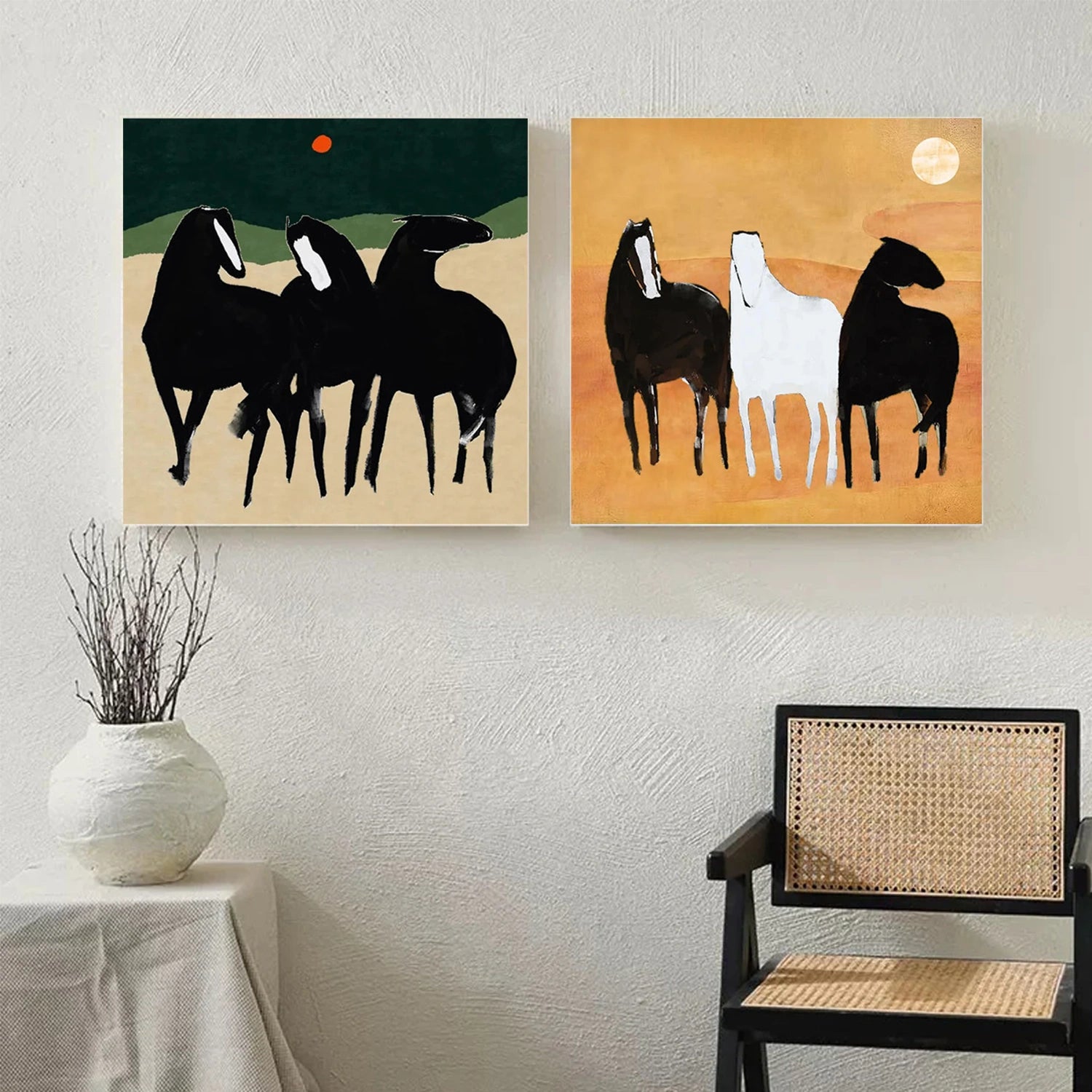 Abstract Animal Horse Square Set of 2 #AP174