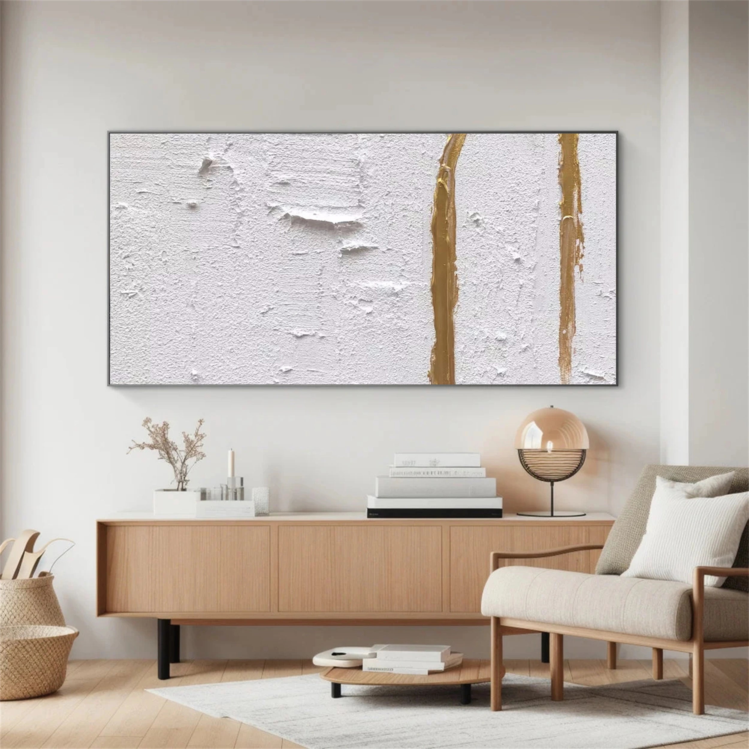 White Minimalist Textured Painting Canvas #MM140