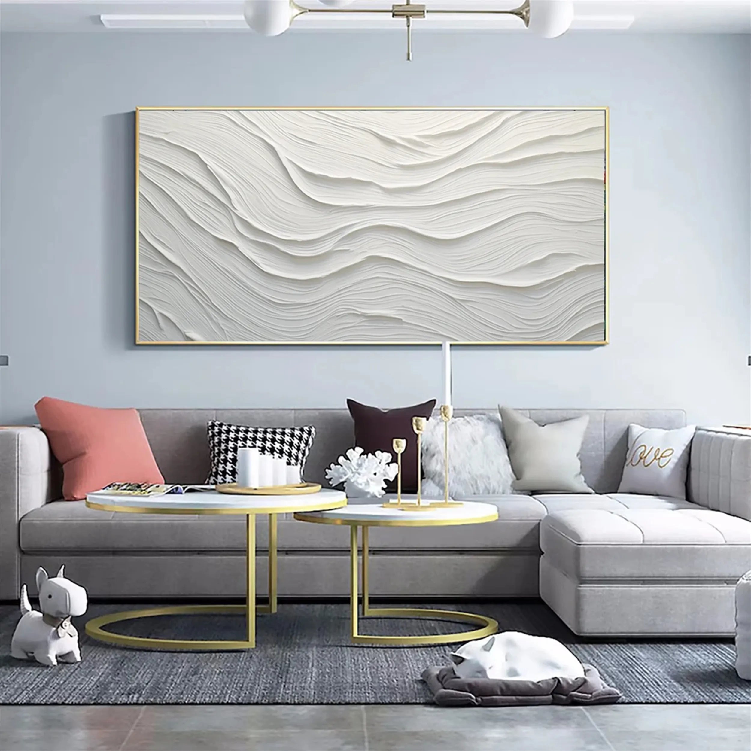 White Minimalist Textured Painting Canvas #MM180