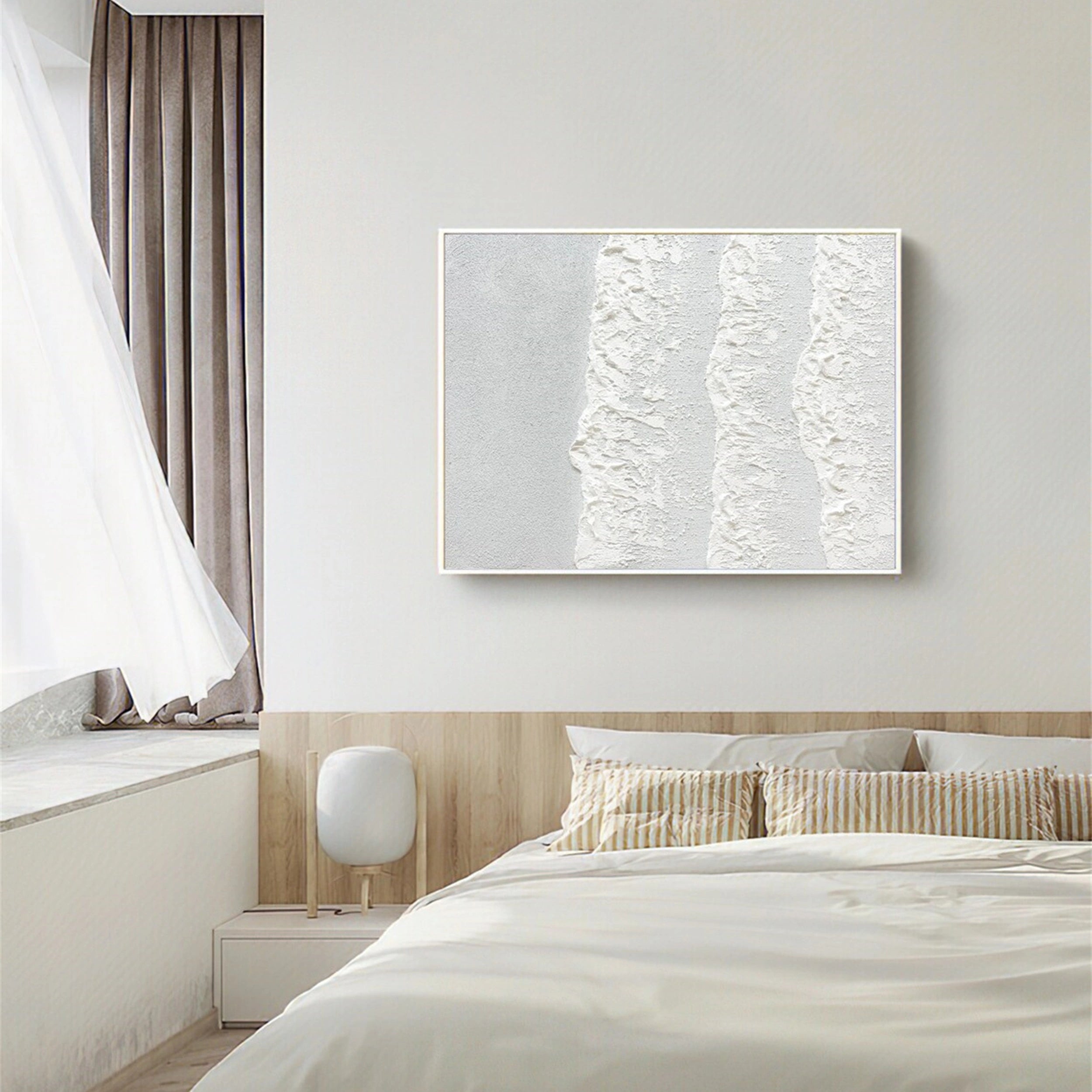 White Minimalist Textured Painting Canvas #MM128