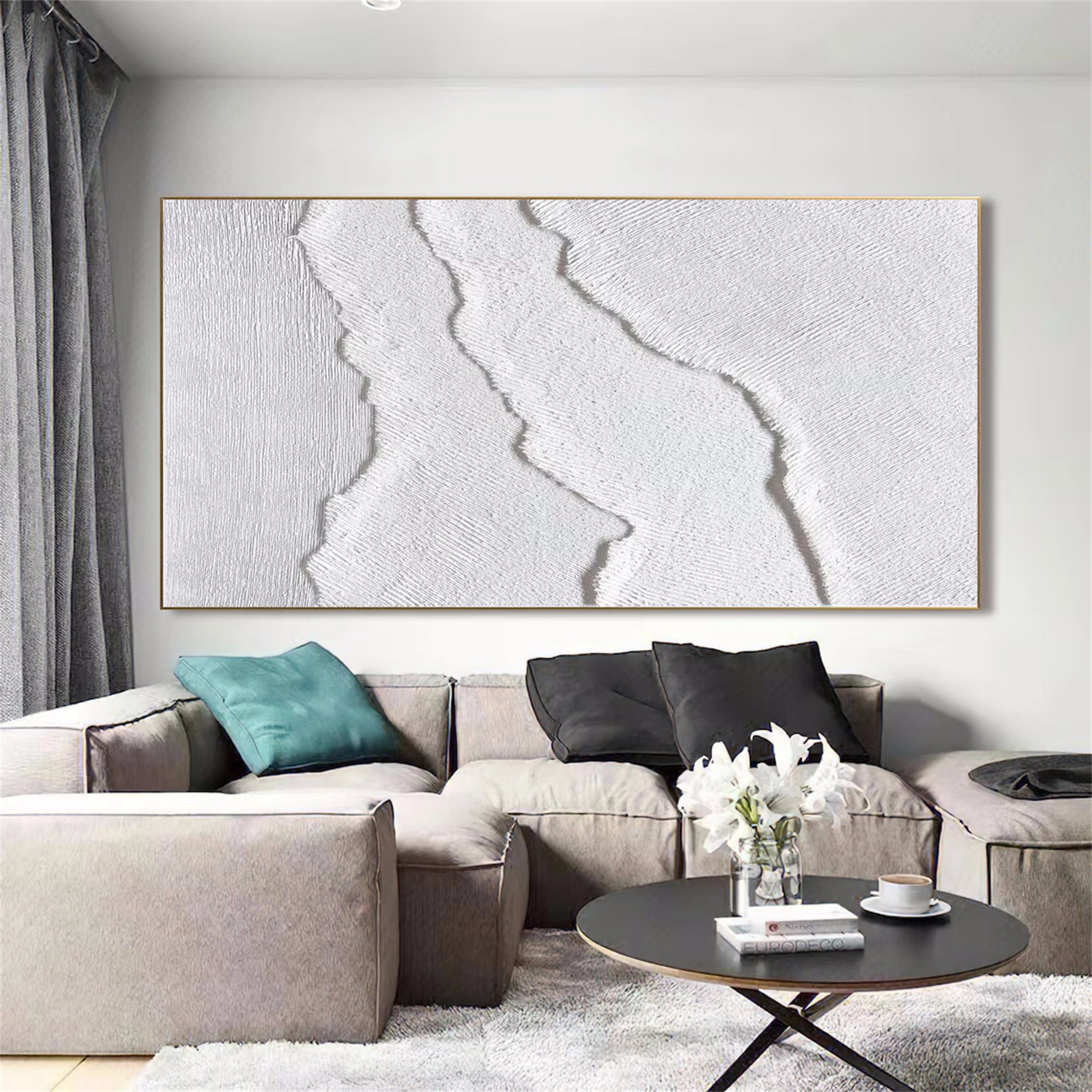 White Minimalist Textured Painting Canvas #MM127