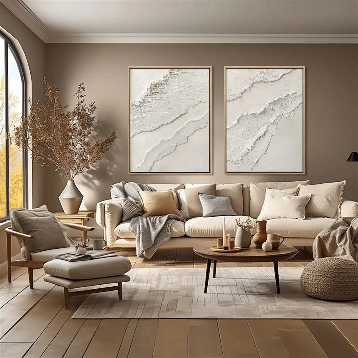 Plaster Art Minimalist Textured Paintings Set of 2 #MM277