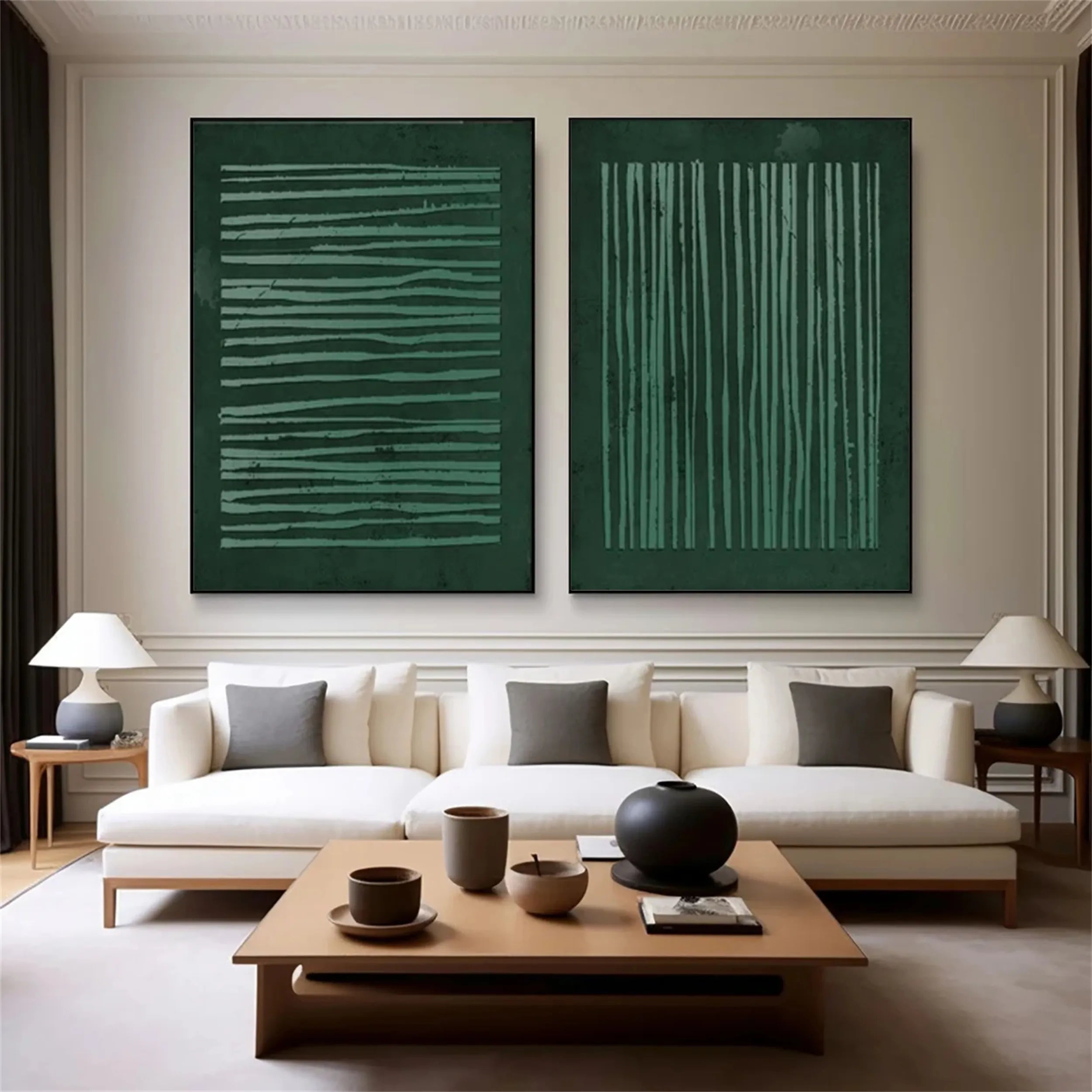 Blue & Green Abstract Set of 2 #BG055
