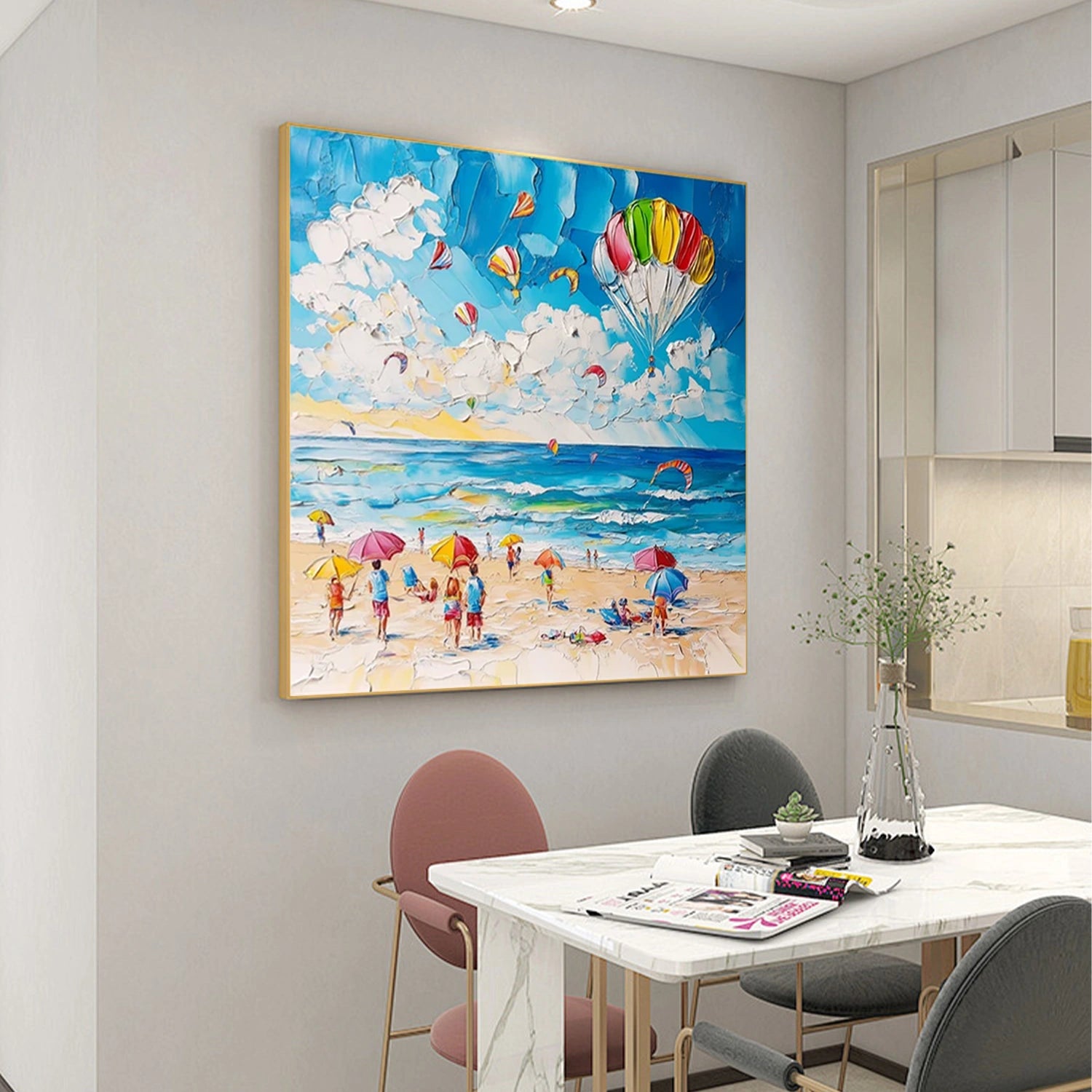 Seascape and Snowy Peak Painting #SP056