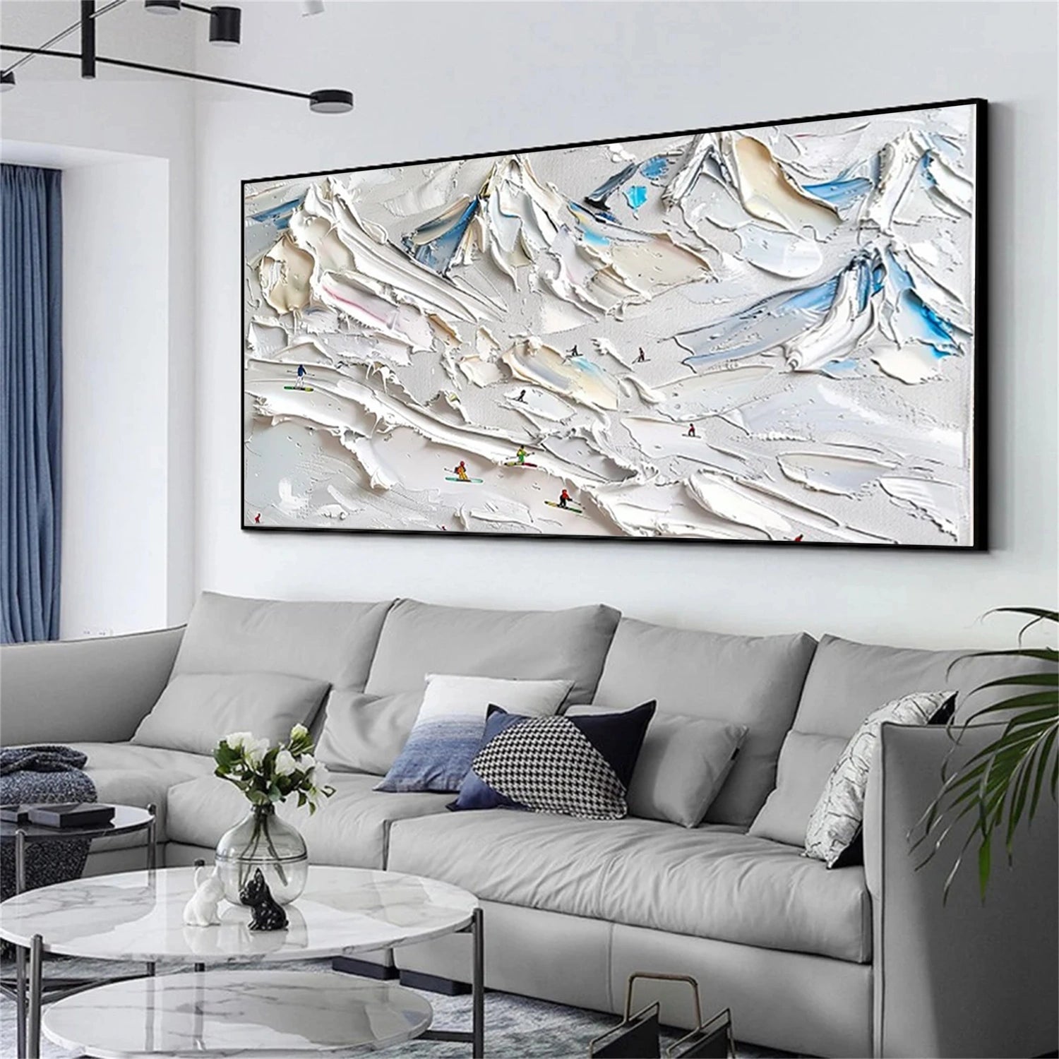 Skiing Sport Art Textured Painting Canvas # SP054