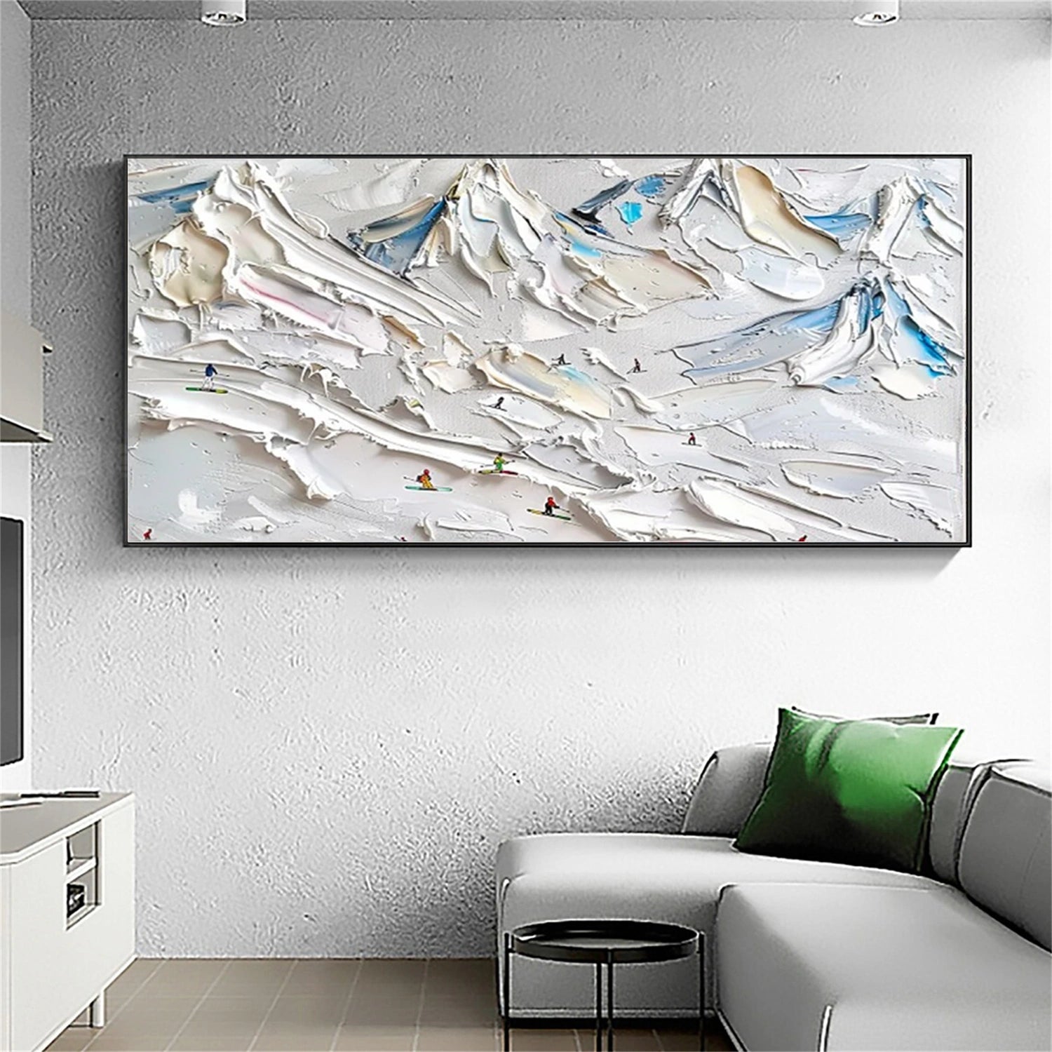 Skiing Sport Art Textured Painting Canvas # SP054