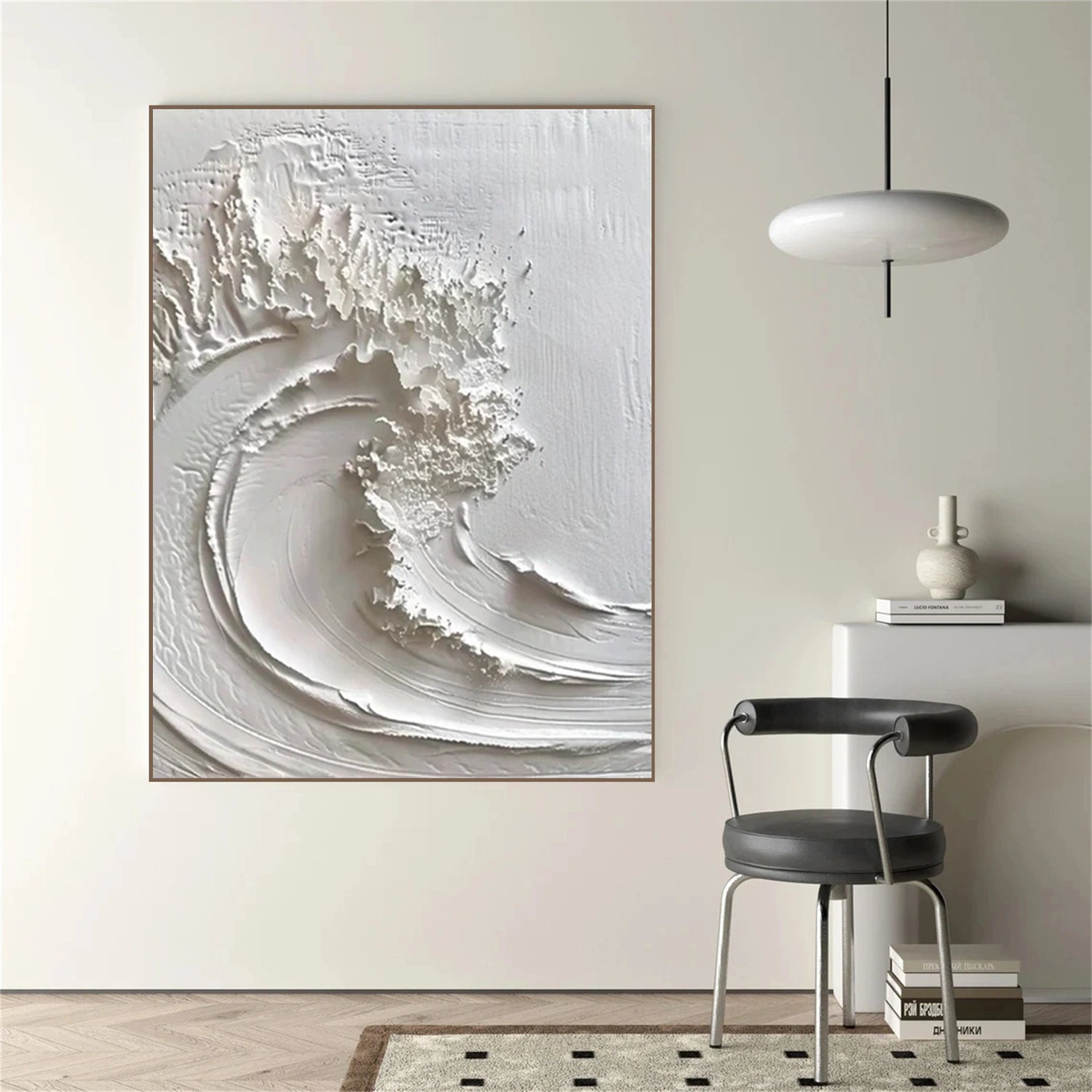 White Minimalist Textured Painting Canvas #MM308