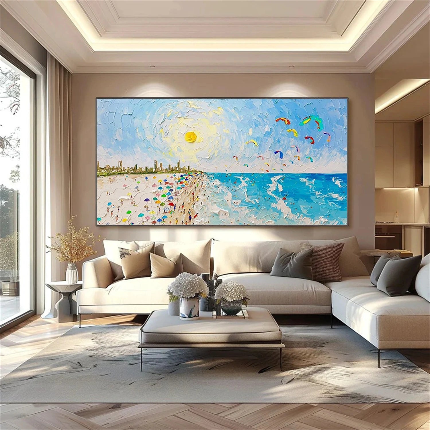 Seascape and Snowy Peak Painting #SP059