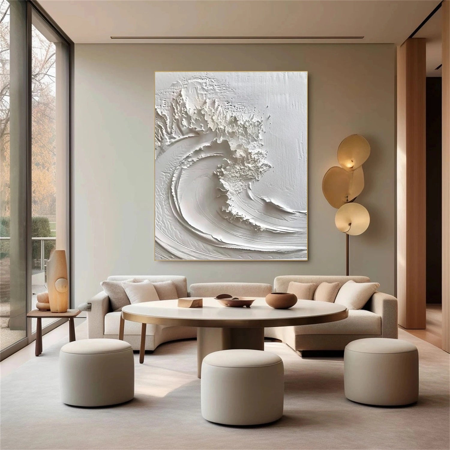 White Minimalist Textured Painting Canvas #MM308