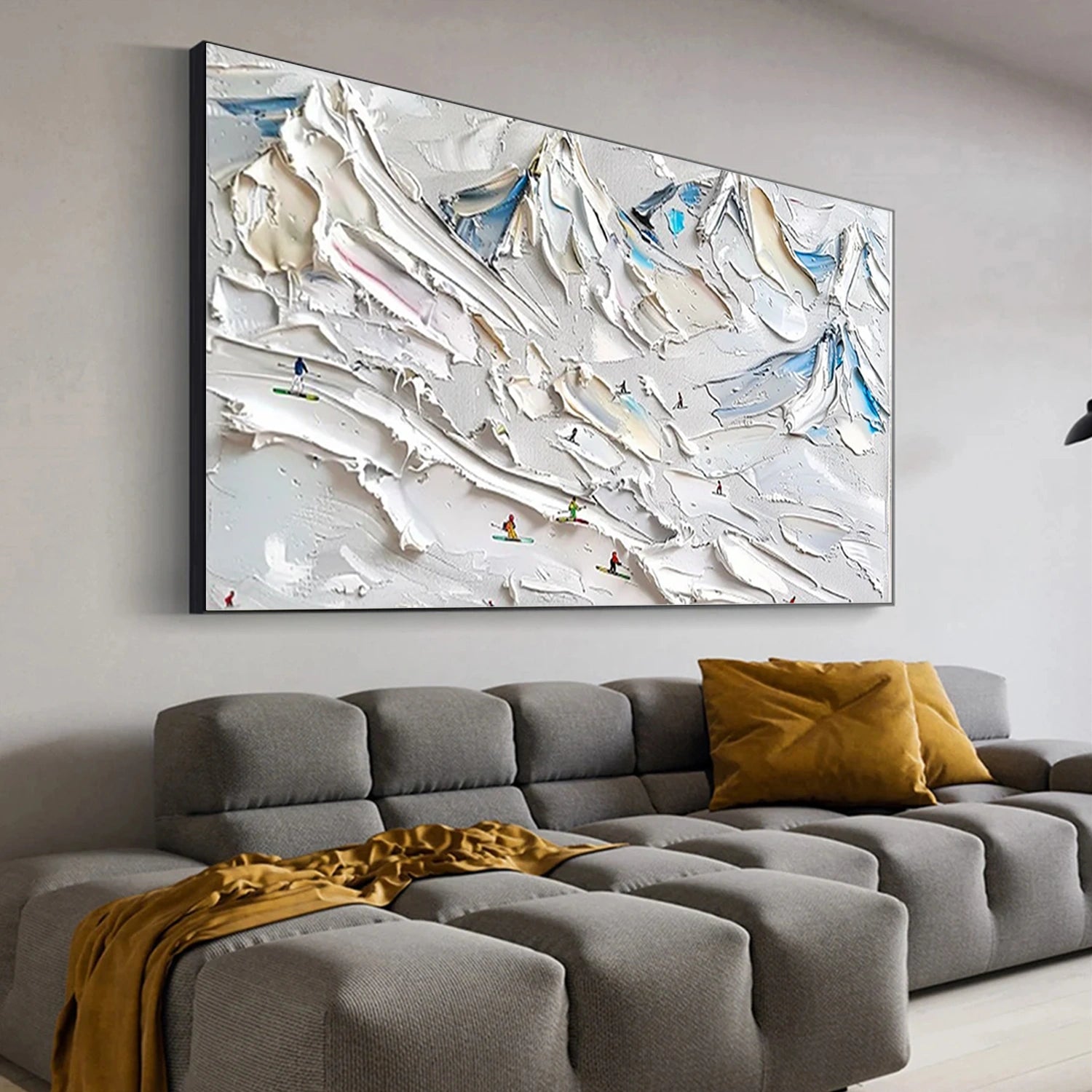 Skiing Sport Art Textured Painting Canvas # SP054