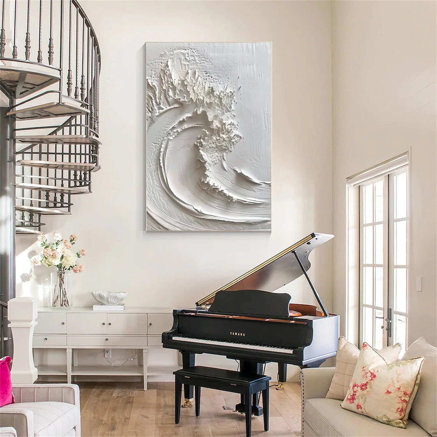 White Minimalist Textured Painting Canvas #MM308