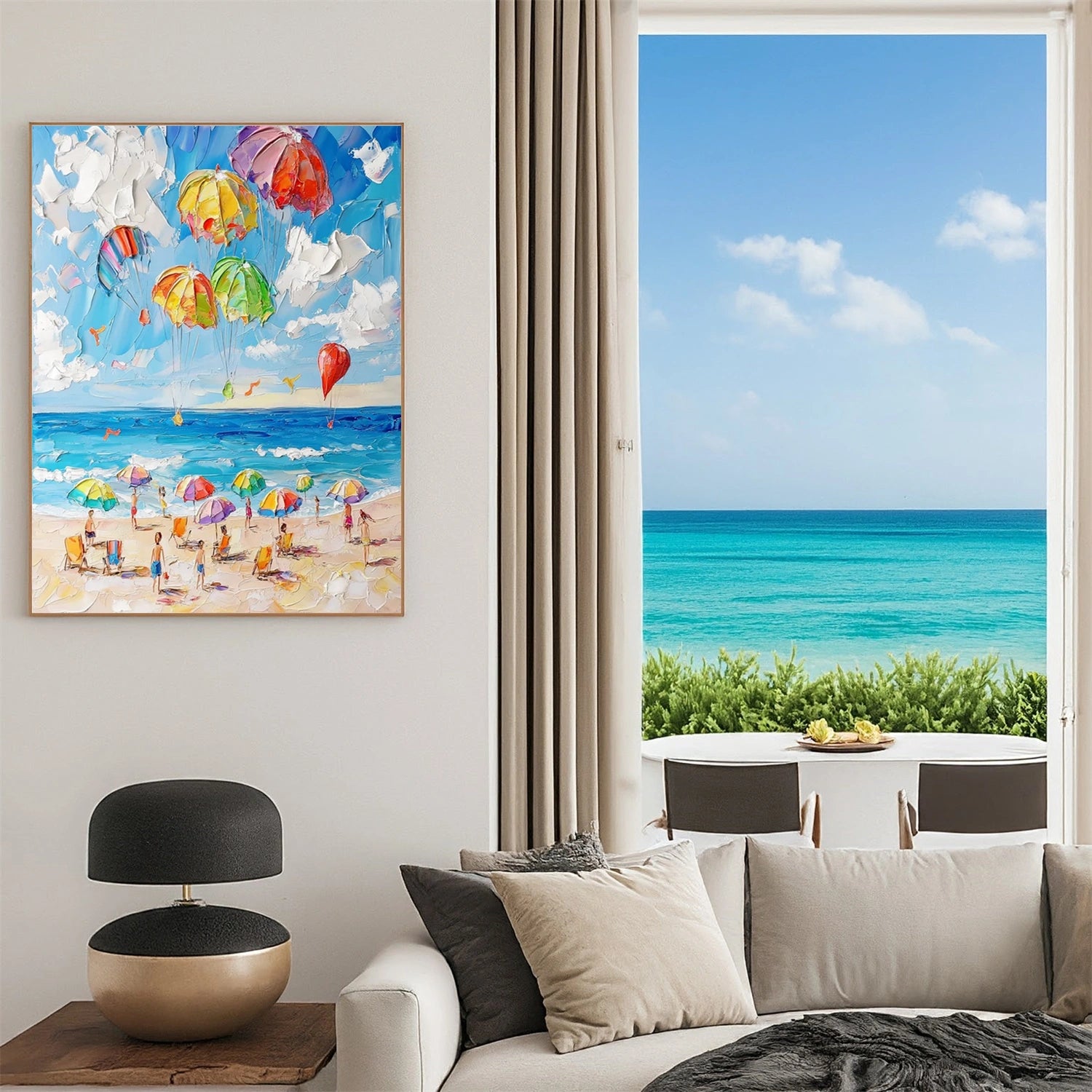 Seascape and Snowy Peak Painting #SP055