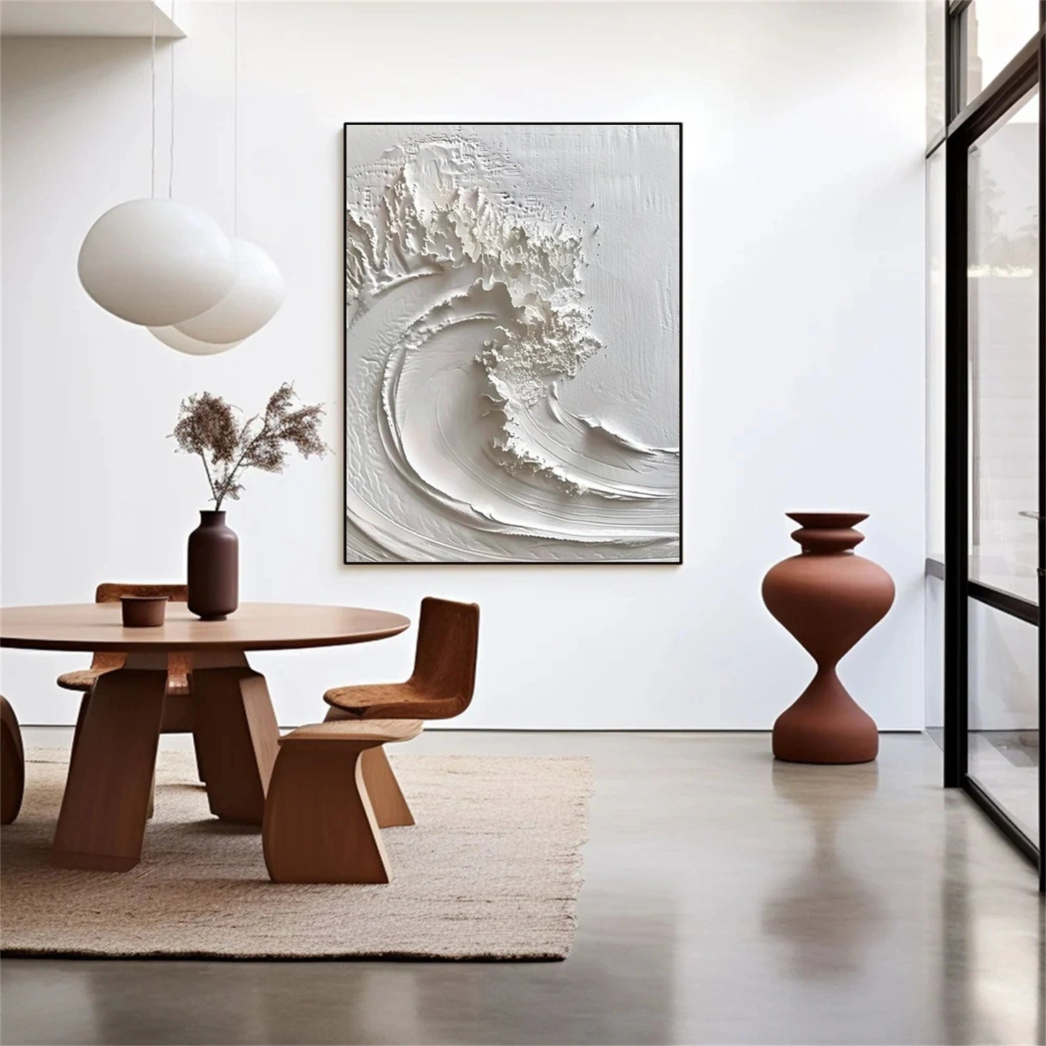 White Minimalist Textured Painting Canvas #MM308