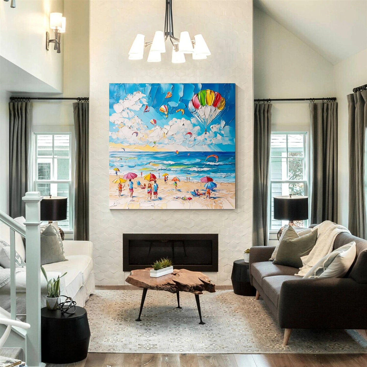 Seascape and Snowy Peak Painting #SP056