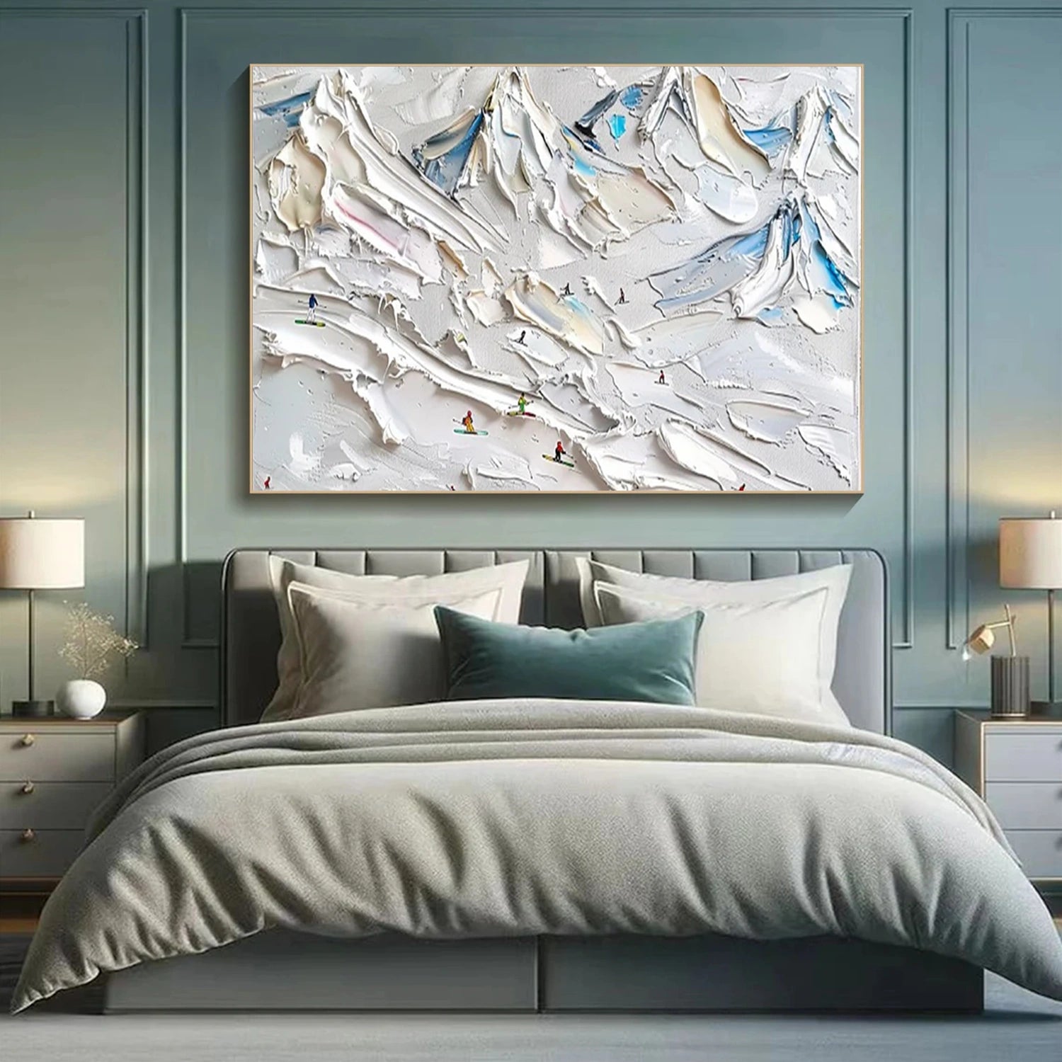 Skiing Sport Art Textured Painting Canvas # SP054