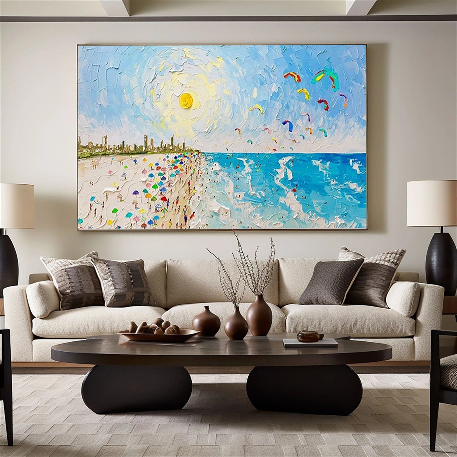 Seascape and Snowy Peak Painting #SP059