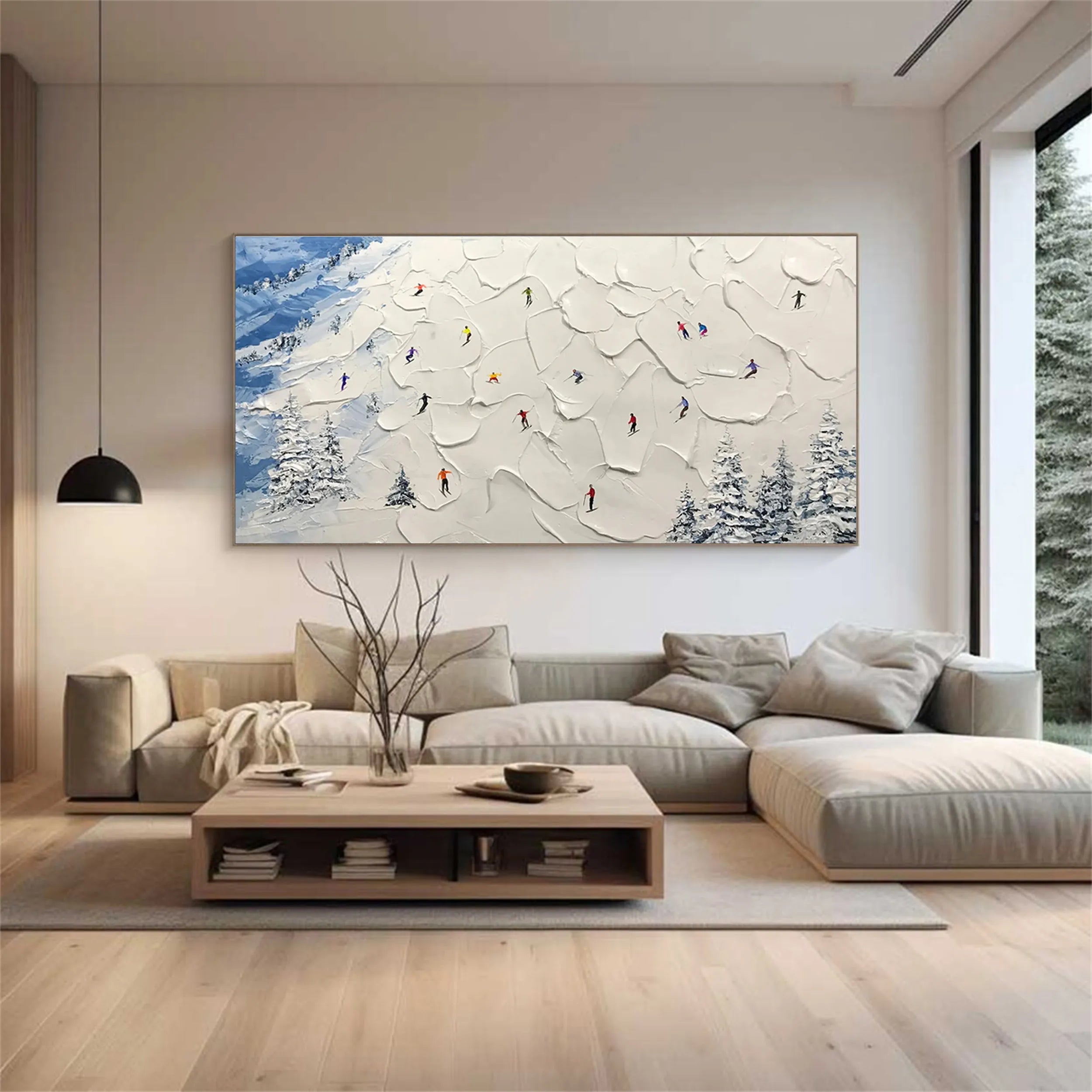 Skiing Sport Art Textured Painting Canvas #MM214