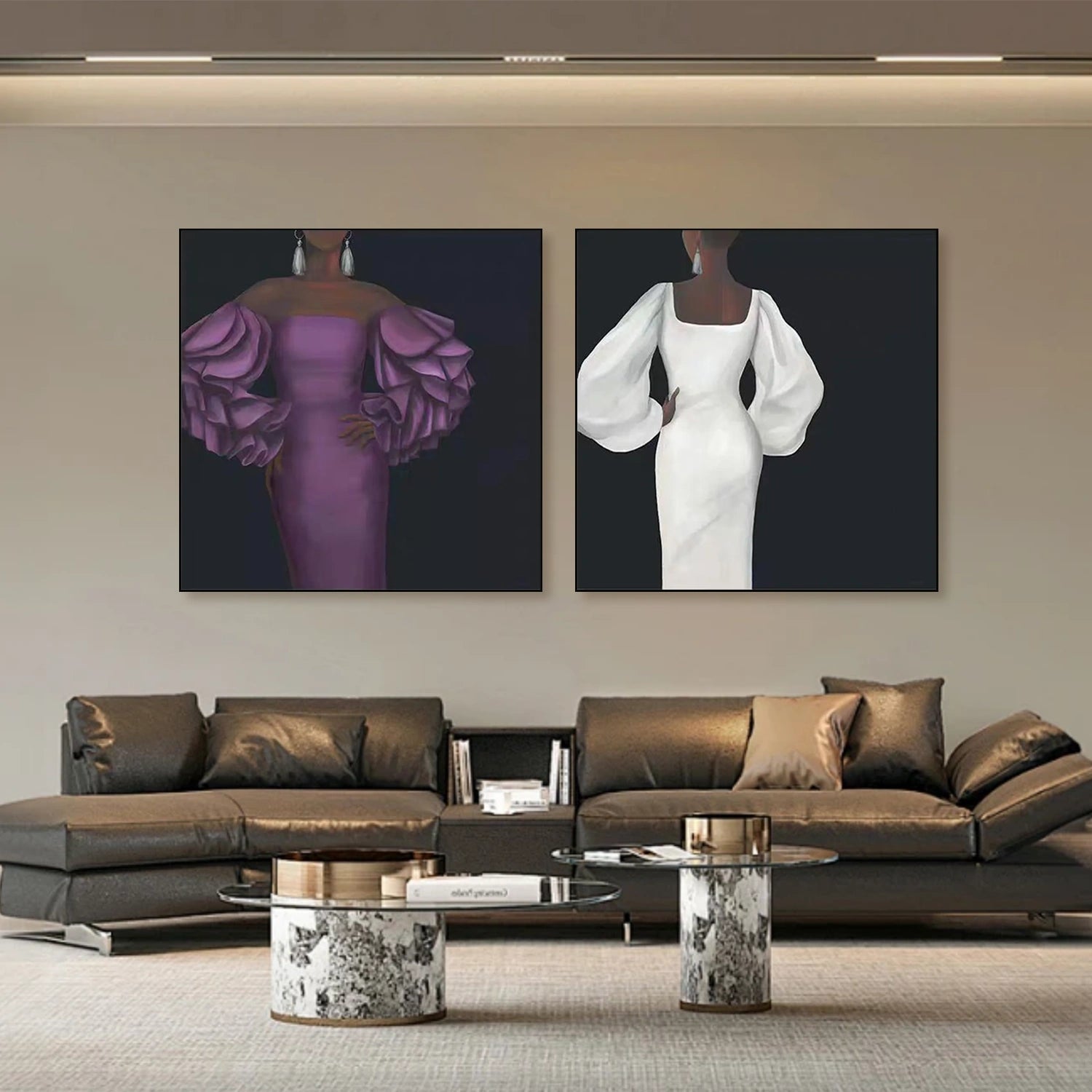 Abstract Portrait Square Set of 2 Wall Art #PT005