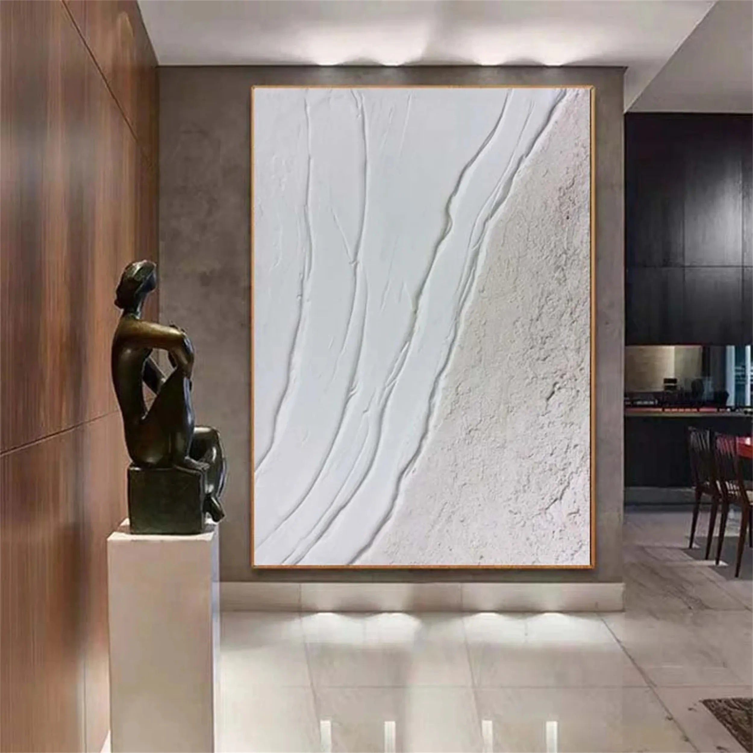 White Minimalist Textured Painting Canvas #MM170
