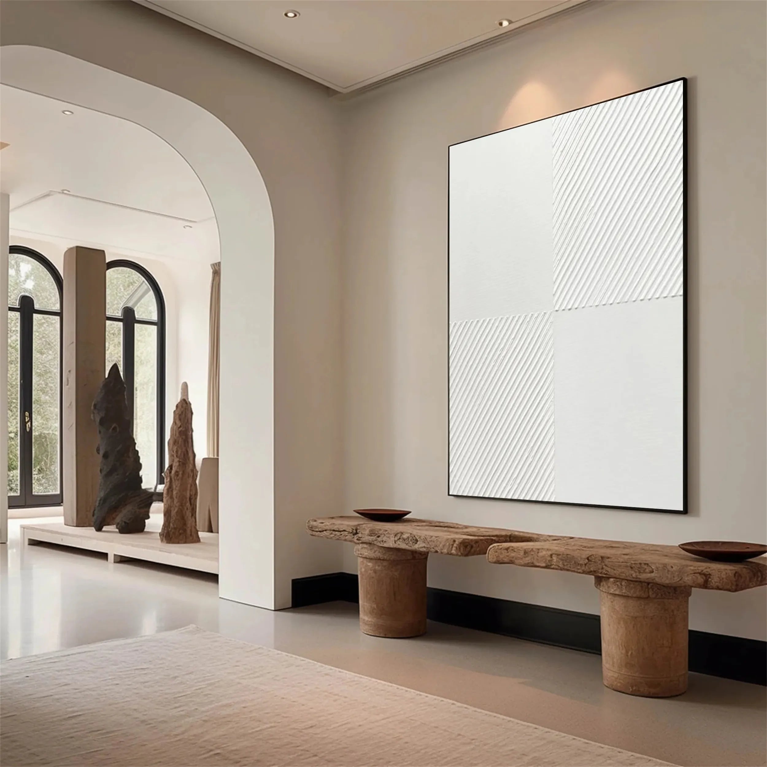 White Minimalist Textured Painting Canvas #MM201