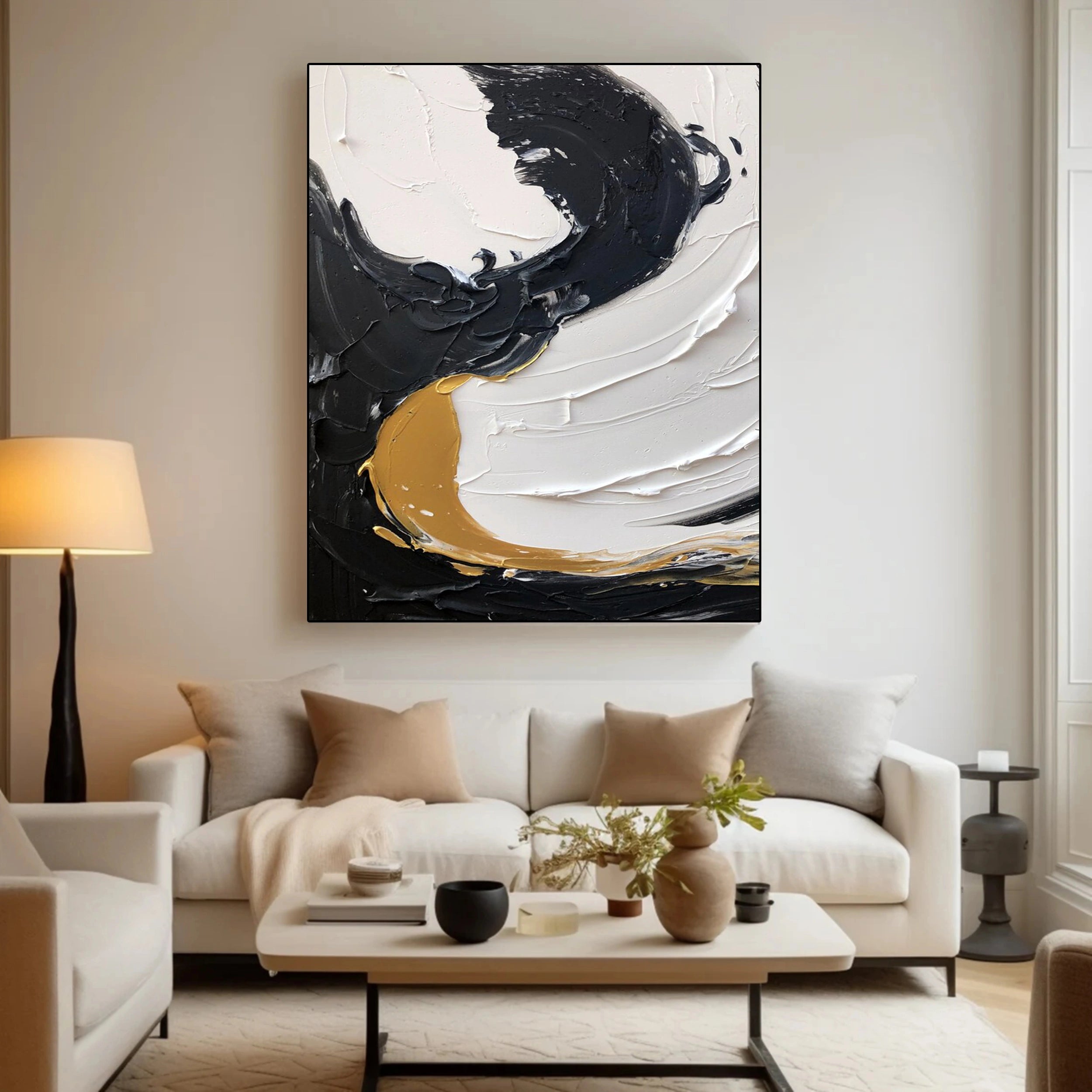 Black White Textured Minimalist Wall Art #MZ069