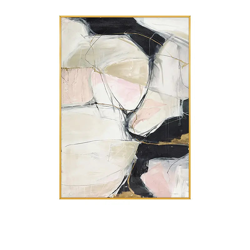 Wabi Sabi Black Beige Abstract Wall Decor Painting on Canvas #AB005