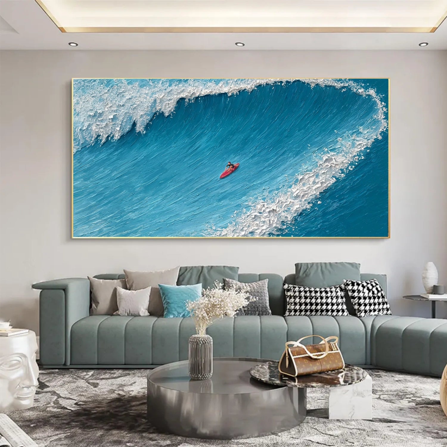 Surfing Sport Texture Canvas Painting #SA017