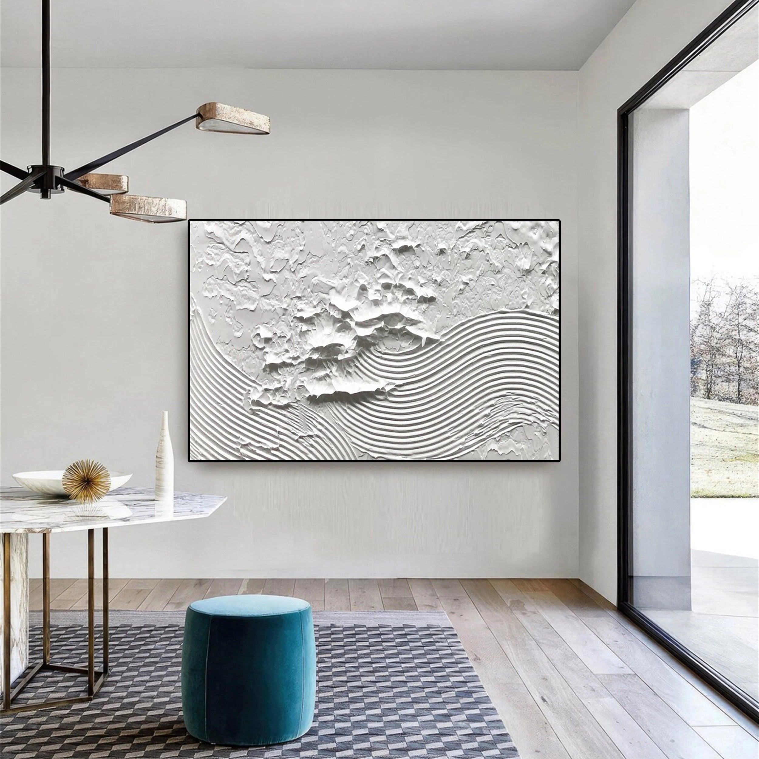 White Minimalist Textured Painting Canvas #MM144