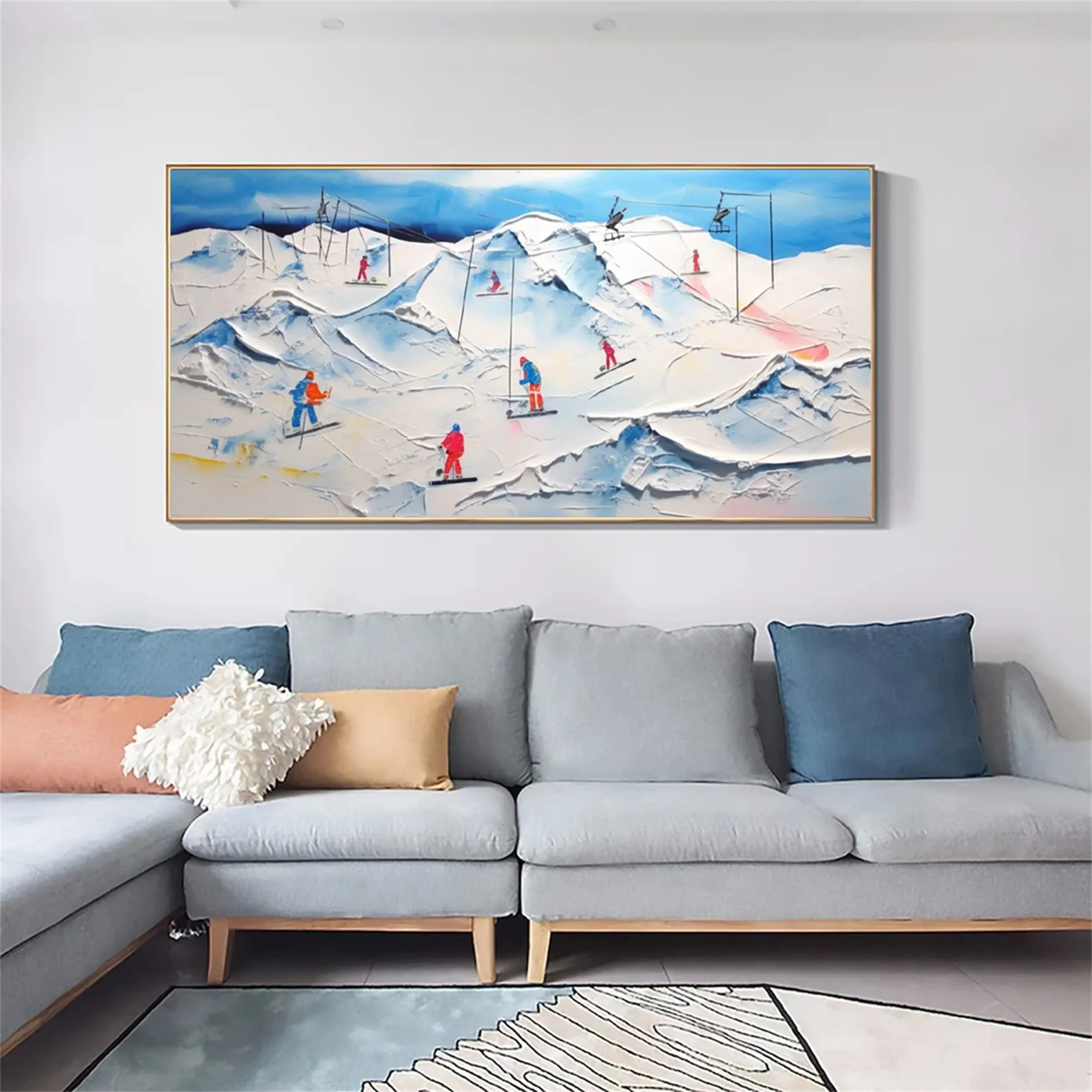 Skiing Sport Art Textured Painting Canvas #MM224