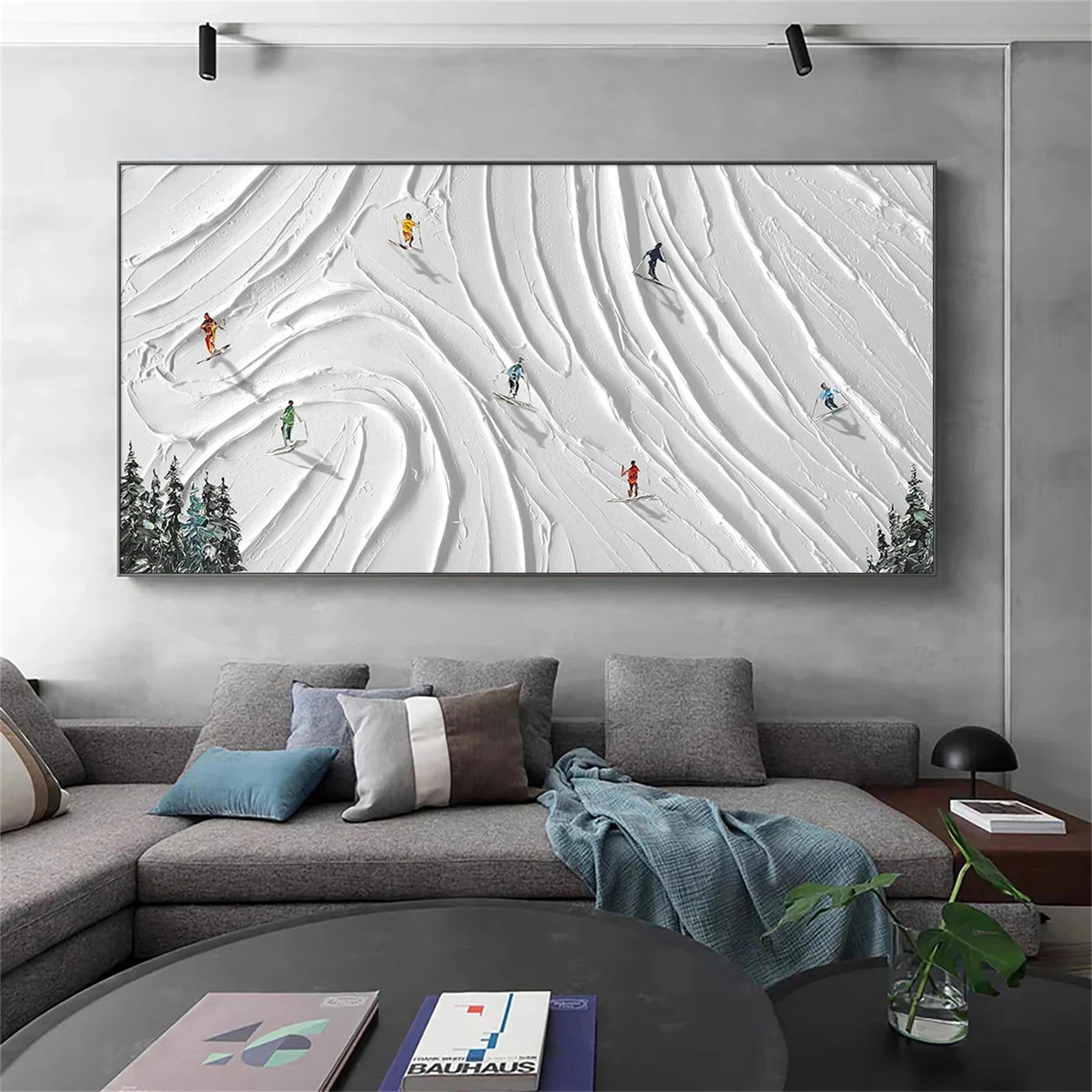Skiing Sport Art Textured Painting Canvas #MM113