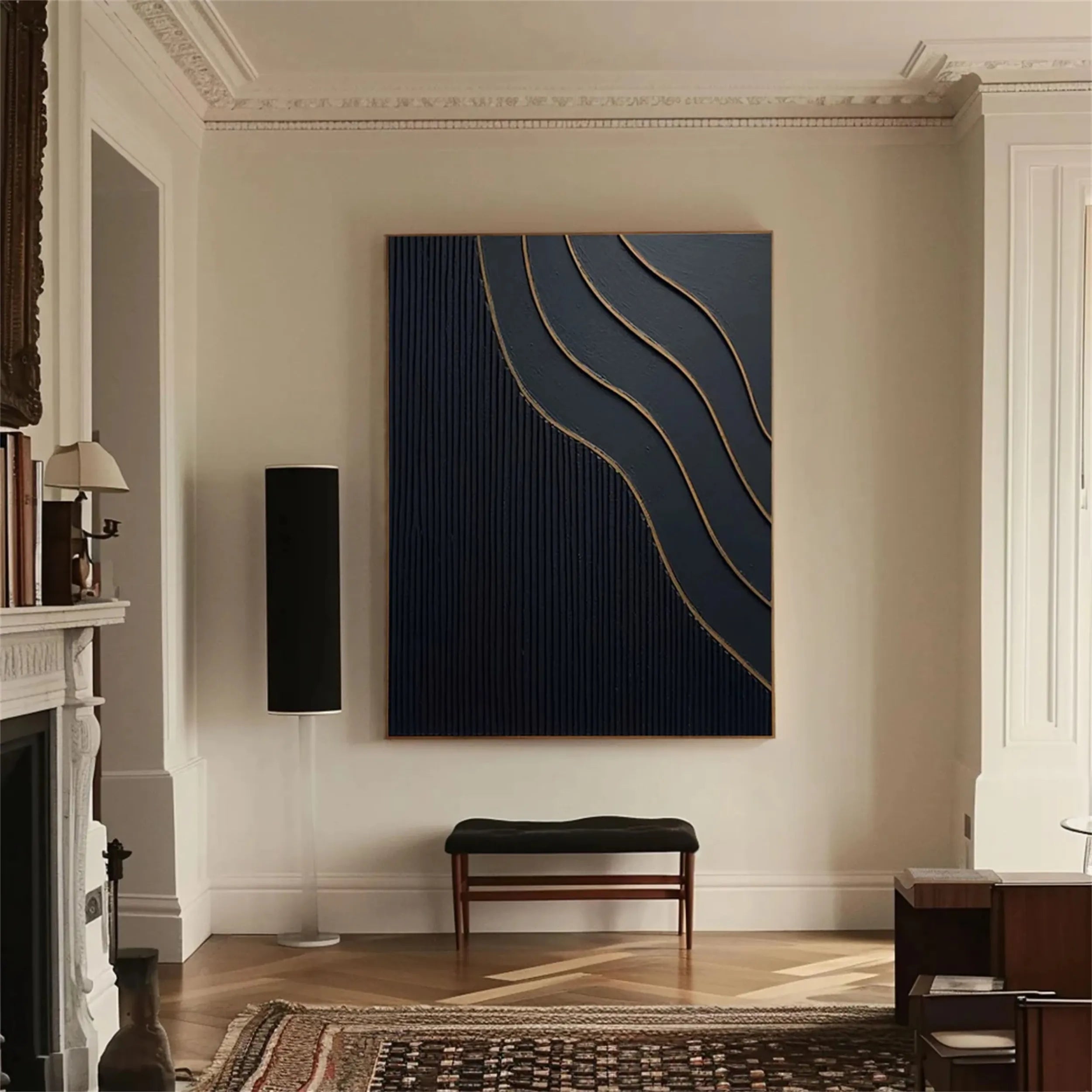 Black Gold Minimalist Textured Painting #MZ087