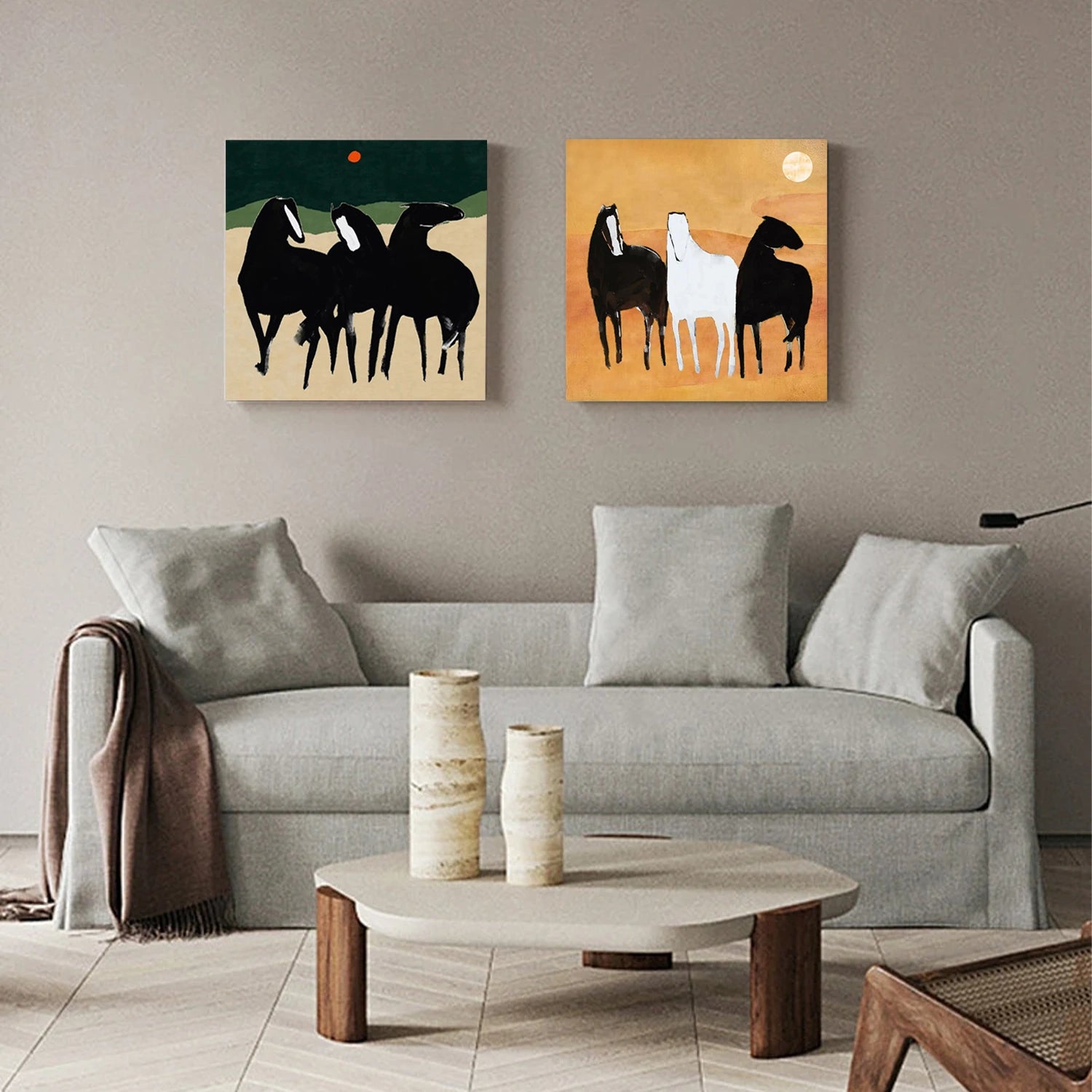 Abstract Animal Horse Square Set of 2 #AP174
