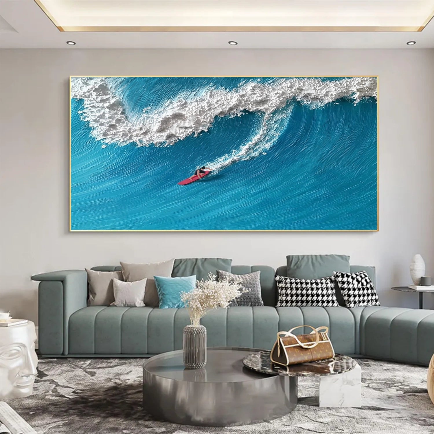 Surfing Sport Texture Canvas Painting #SA021