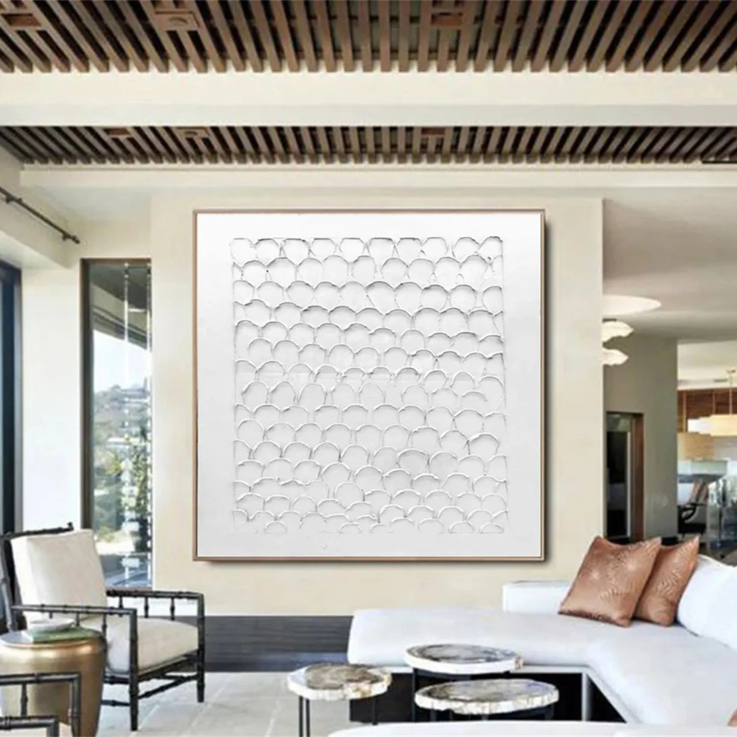White Minimalist Textured Painting Canvas #MM275