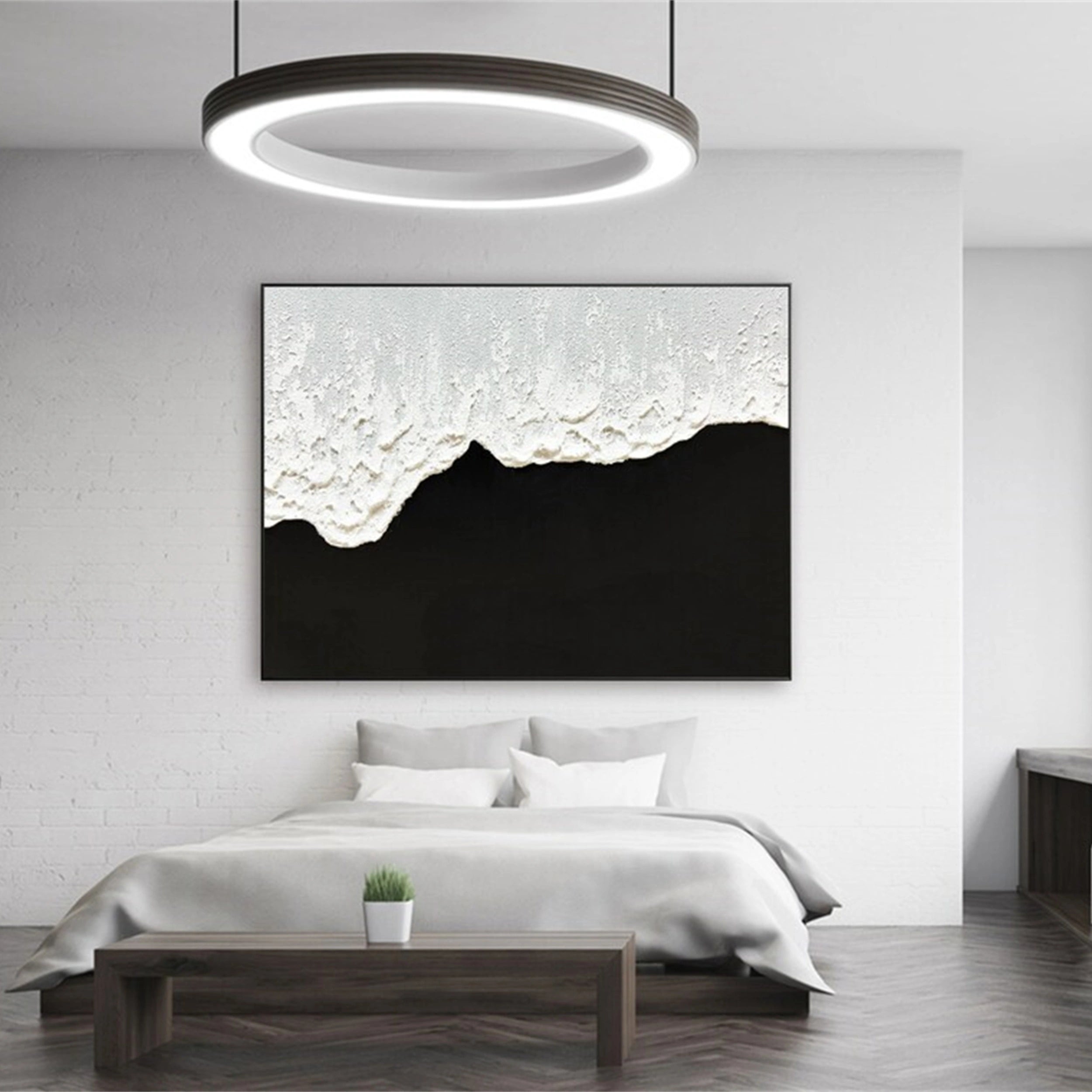 Black White Textured Minimalist Wall Art #MZ058