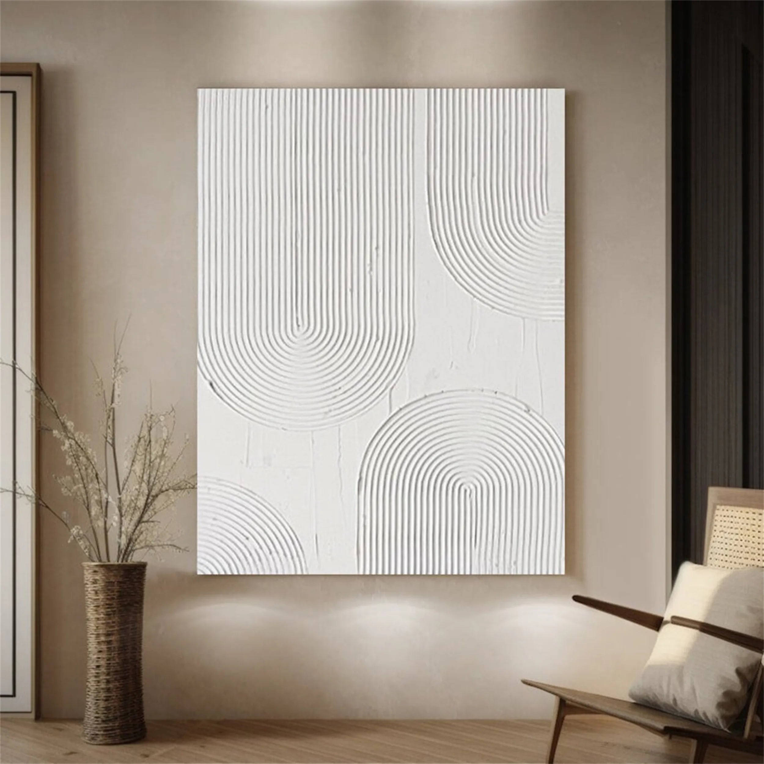 White Minimalist Textured Painting Canvas #MM203